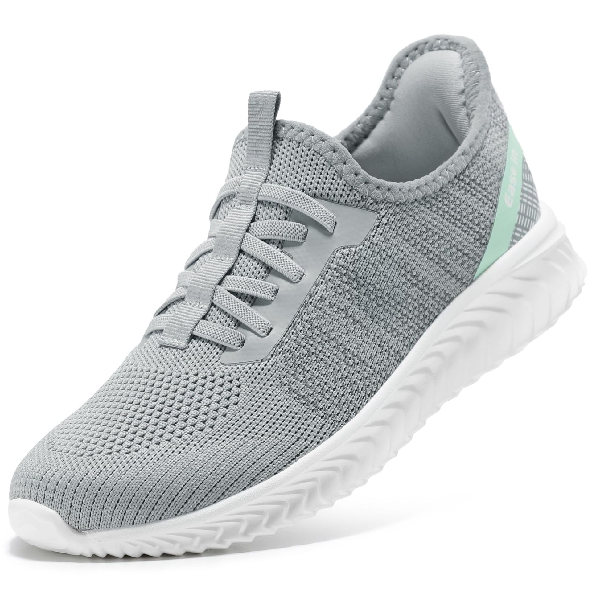 Womens Slip-On Orthopaedic Shoes with Breathable Arch Support, Light Grey & Teal UK 6.5
