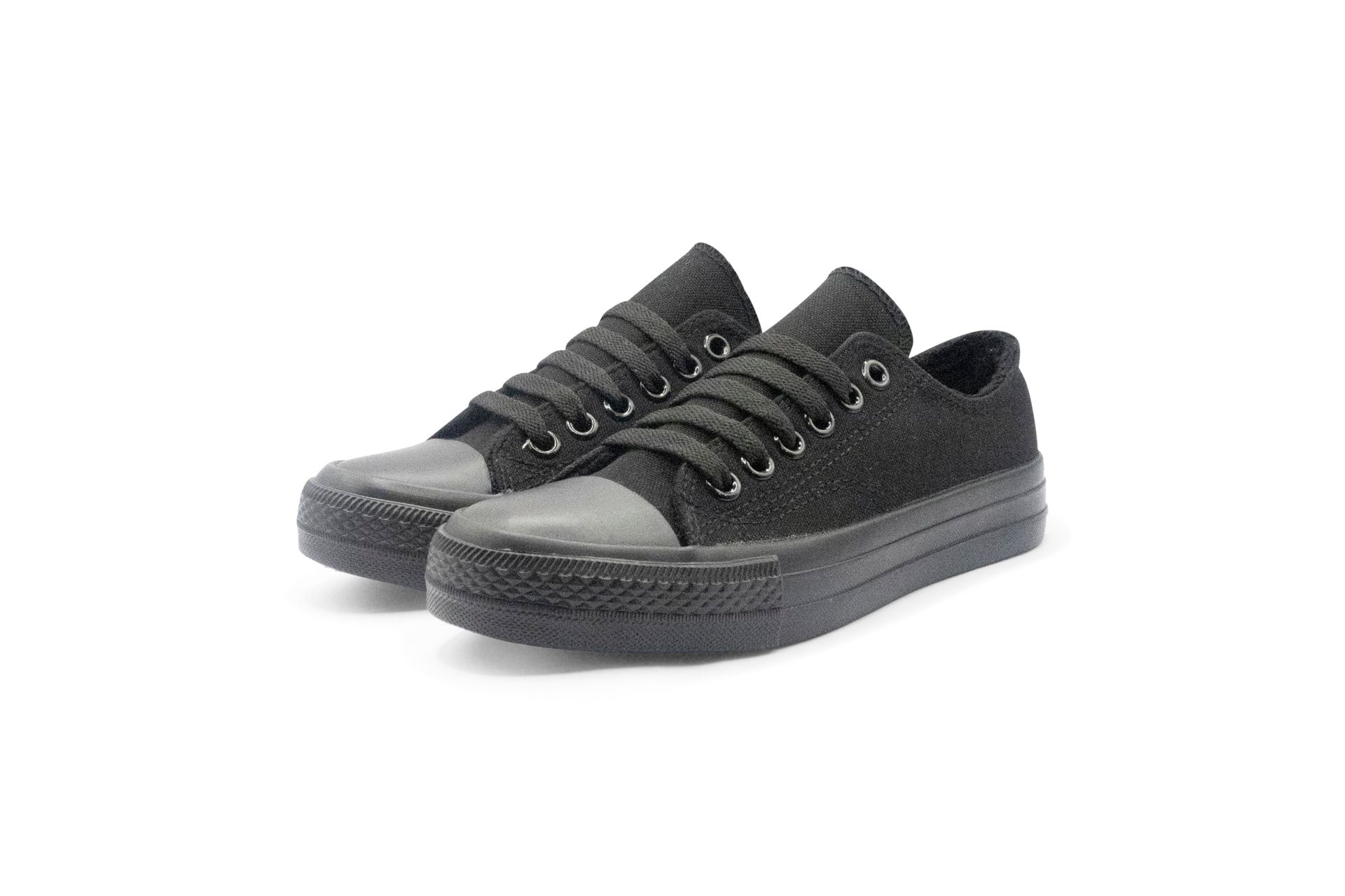 Women's Low Top Canvas Trainers Lace-Up Casual Comfort Shoes - Black UK 4