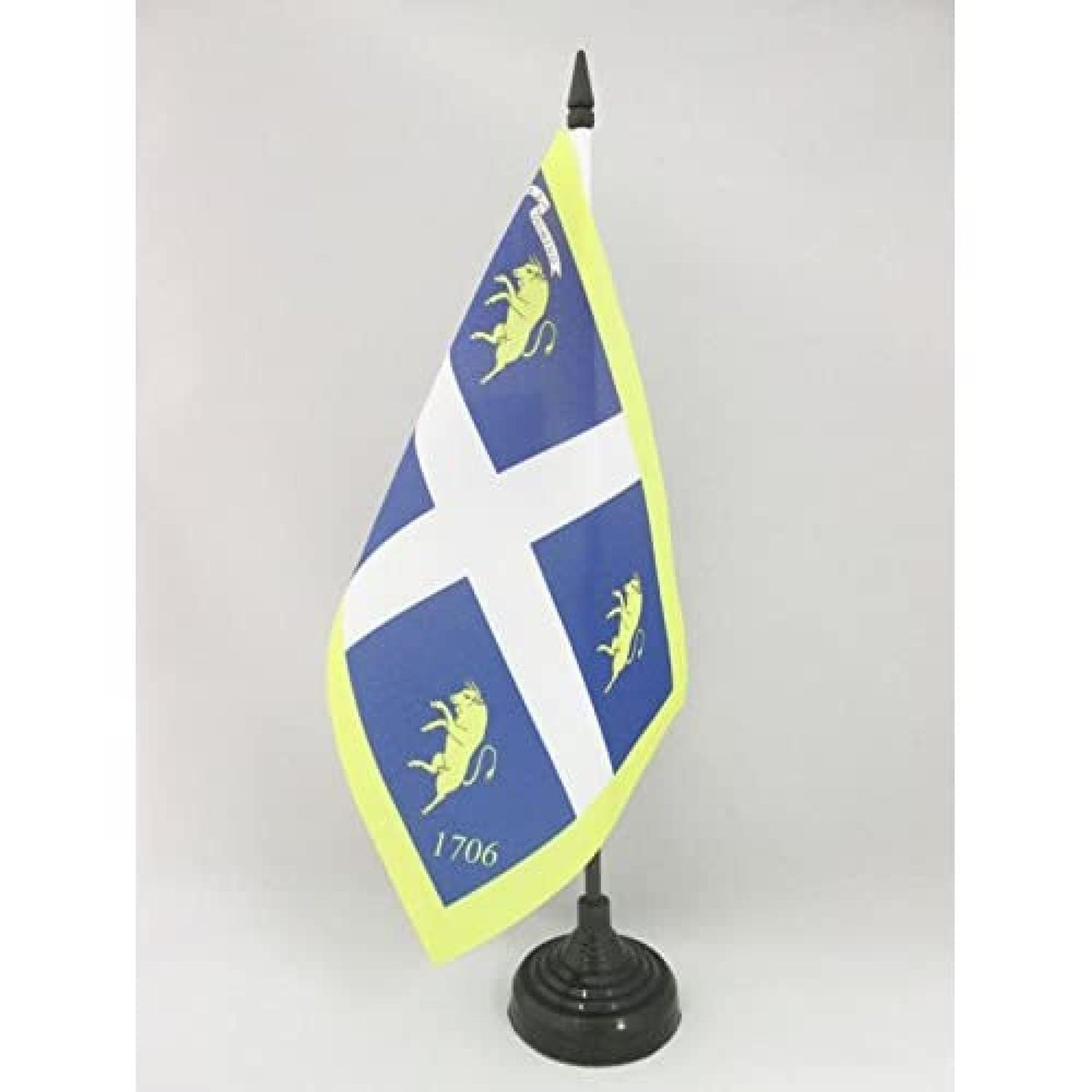 City of Turin Table Flag 5'' x 8'' - Torino Desk Flag with 10'' Pole & Base
