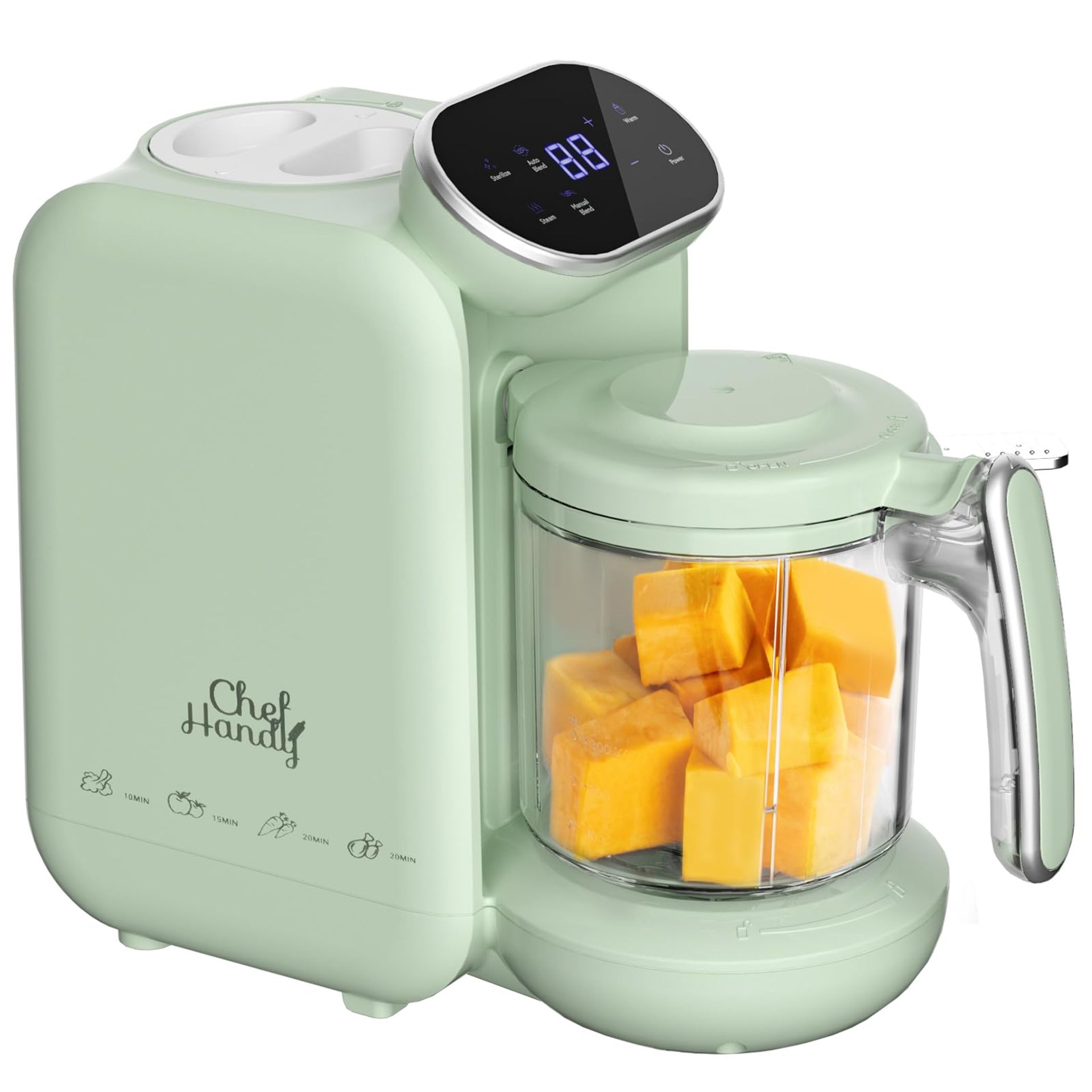 5-in-1 Baby Food Maker with Steamer, Blender, Bottle Warmer & Touchscreen - Green