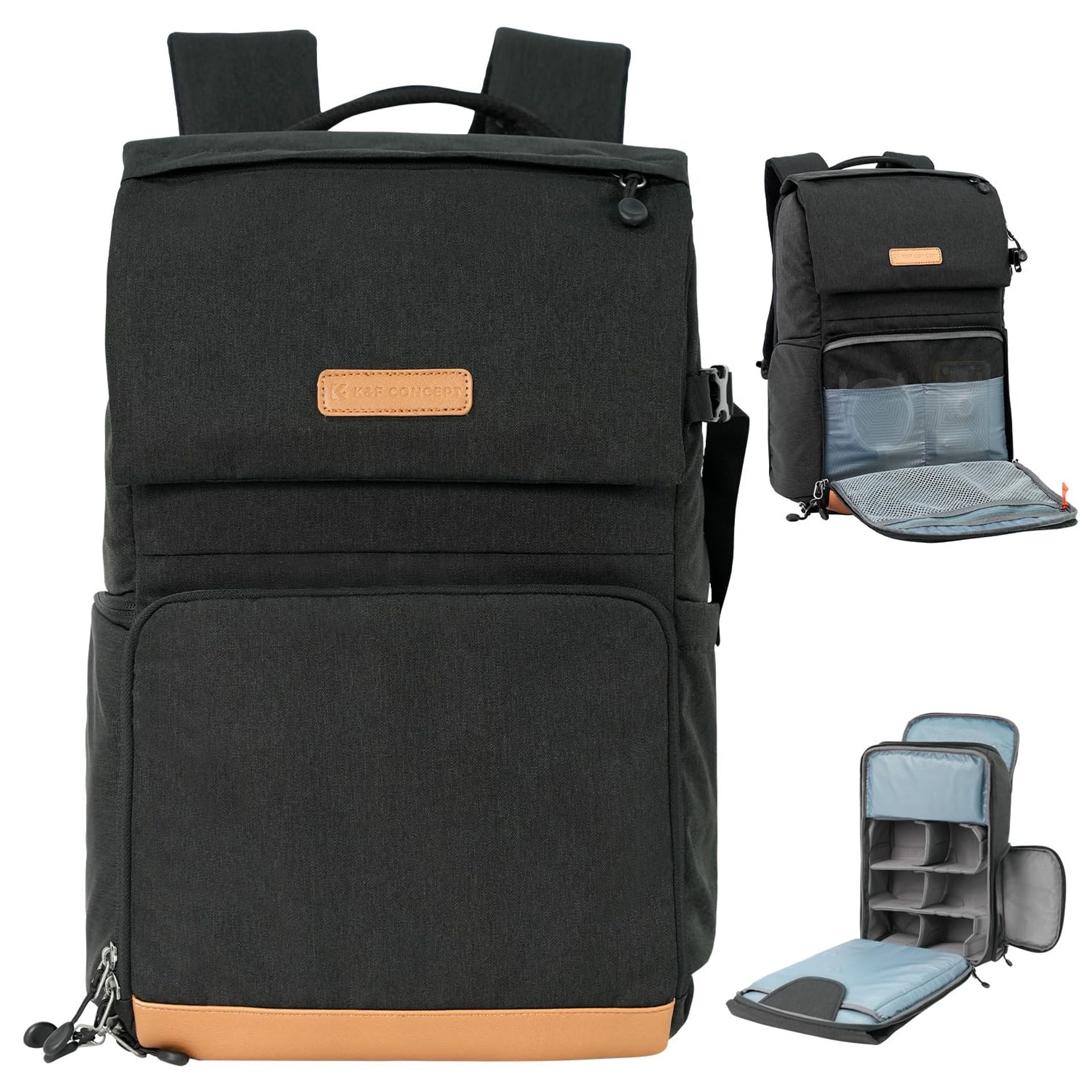 Camera Backpack Large Capacity with 15.6 Inch Laptop Compartment & Rain Cover for Photographers and Drone Gear - Black M