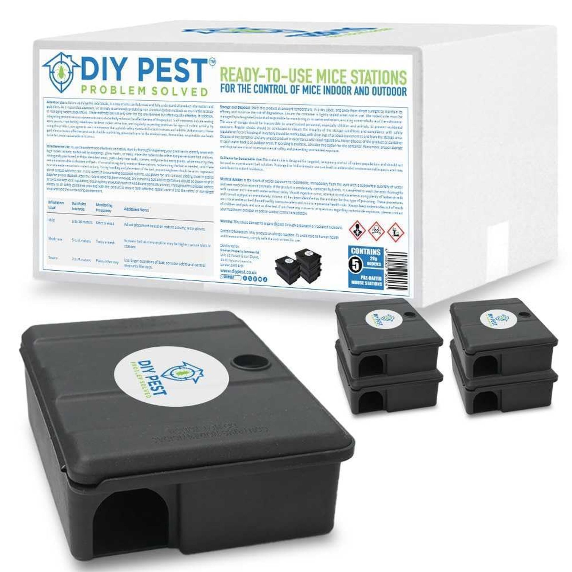 Humane Mouse Traps for Indoors & Outdoors - 5 Pack Tamper-Resistant Stations for Effective Mice Control