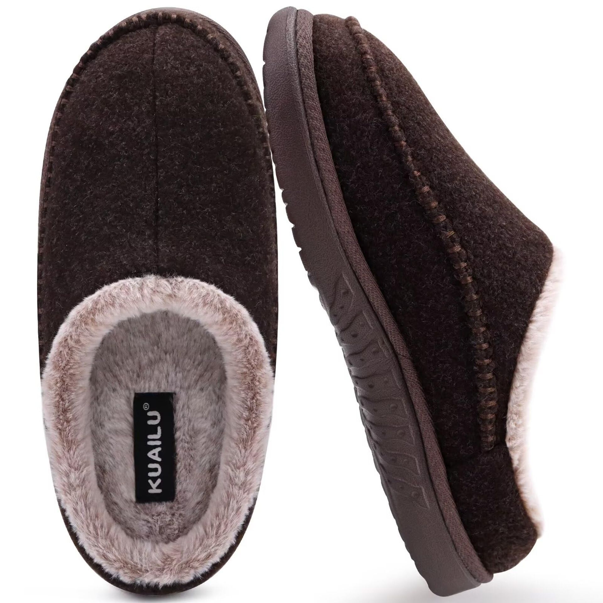 Men's Clog Slippers with Arch Support Orthotic Memory Foam Indoor Outdoor - Brown UK 10