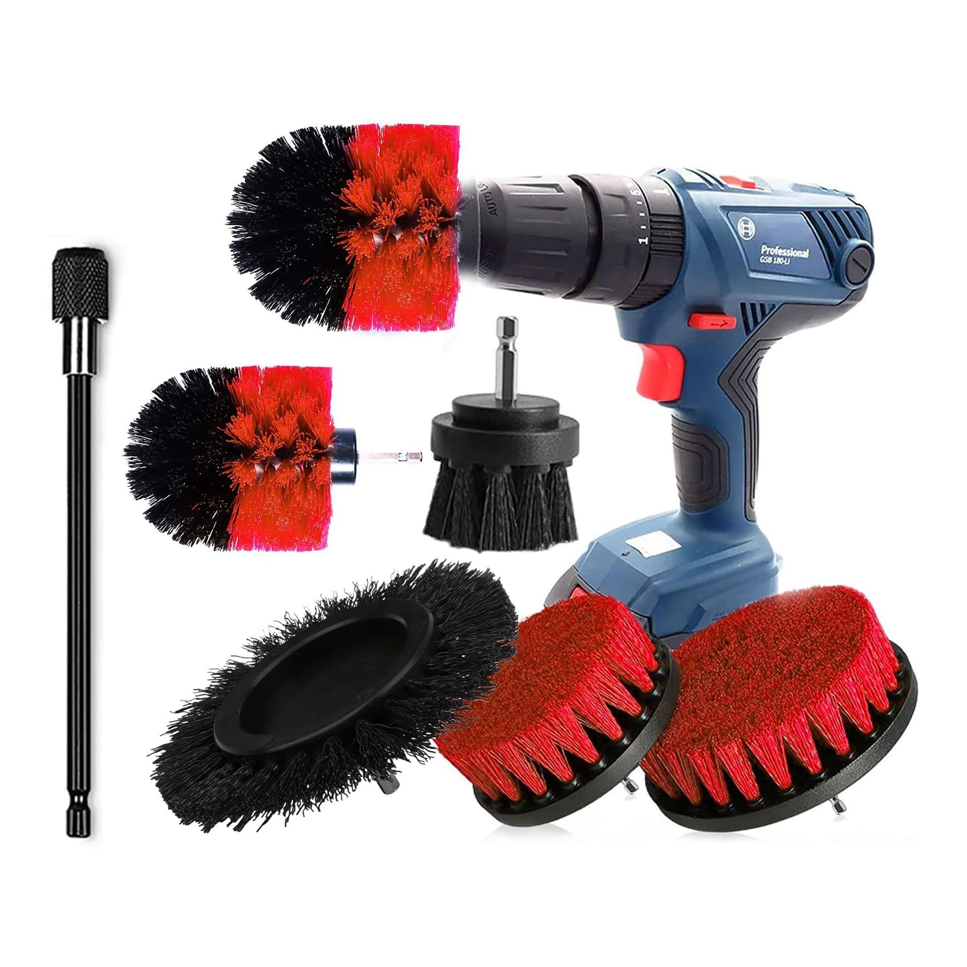 Brush Attachment Drill Set 9 Pieces Drill Brushes Attachment Cleaning Brush Rim Brush Scrubber Cleaning Brush Kit for Rims, Bathtub, Tiles, Kitchen, Car, Sofa Corners & Grill