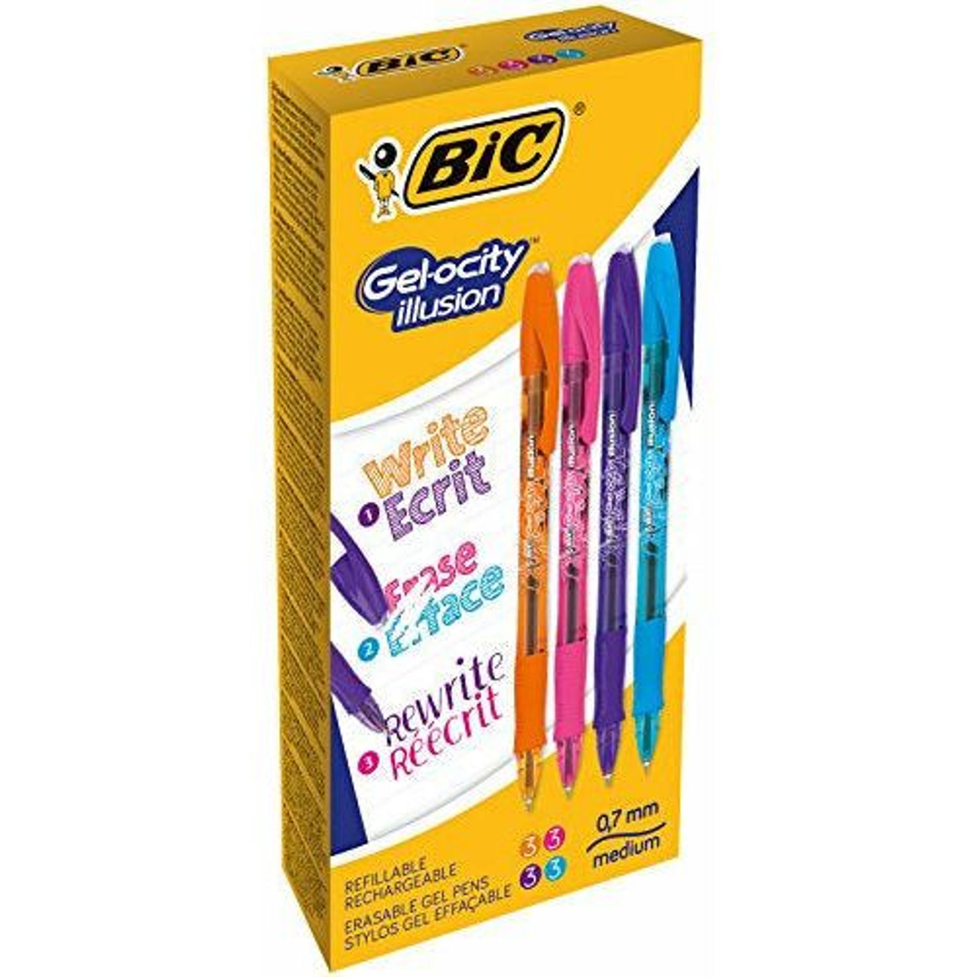 BIC 944073 0.7 Mm Medium Point Gel-Ocity Illusion Erasable Gel