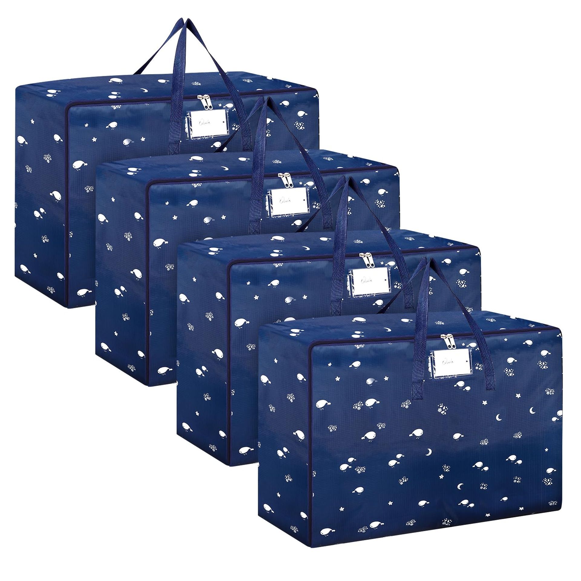 Large Storage Bags 105L Set of 4 Waterproof Oxford Cloth for Clothes, Bedding, Duvets, and Blankets - Stripes 4*105L