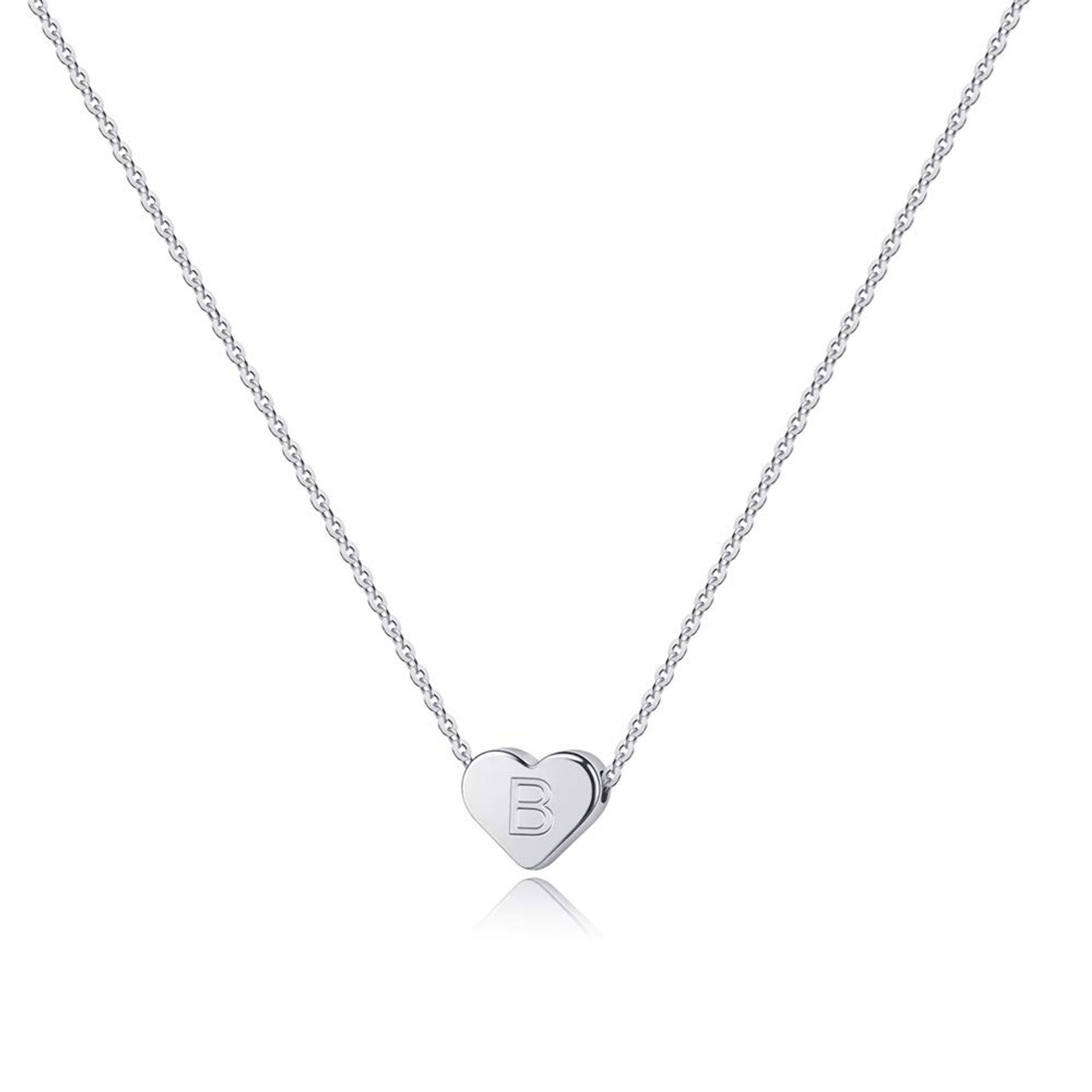 Heart Initial Necklace for Women - Dainty 14K Gold Plated with Cubic Zirconia, Perfect Gift