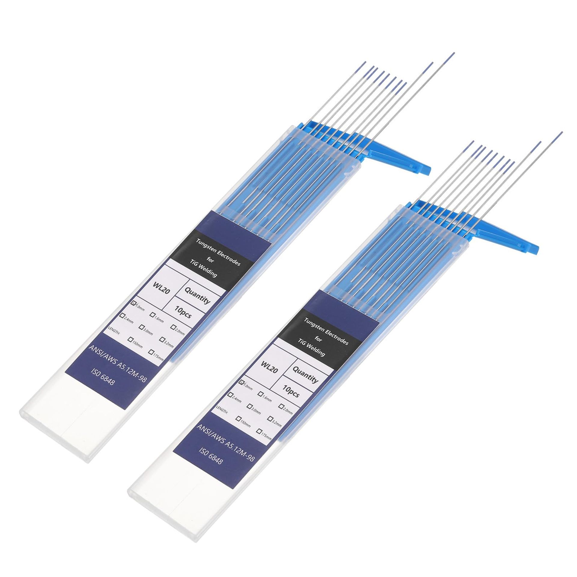 TIG Welding Tungsten Electrodes 20pcs 1.8–2.2% Yttrium for Stainless Steel, Aluminium & Magnesium Alloy - Dark Blue 1/8 inch