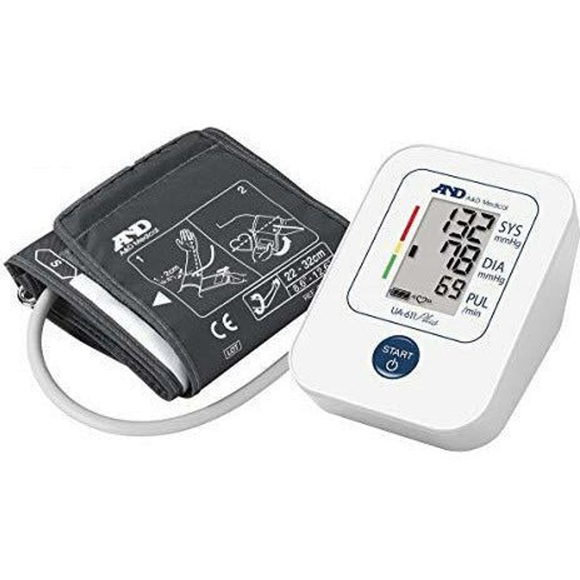 A&D Medical UA-611 Plus Digital Blood Pressure Monitor with AFib Detection and Medium Cuff - White 7 Piece Set