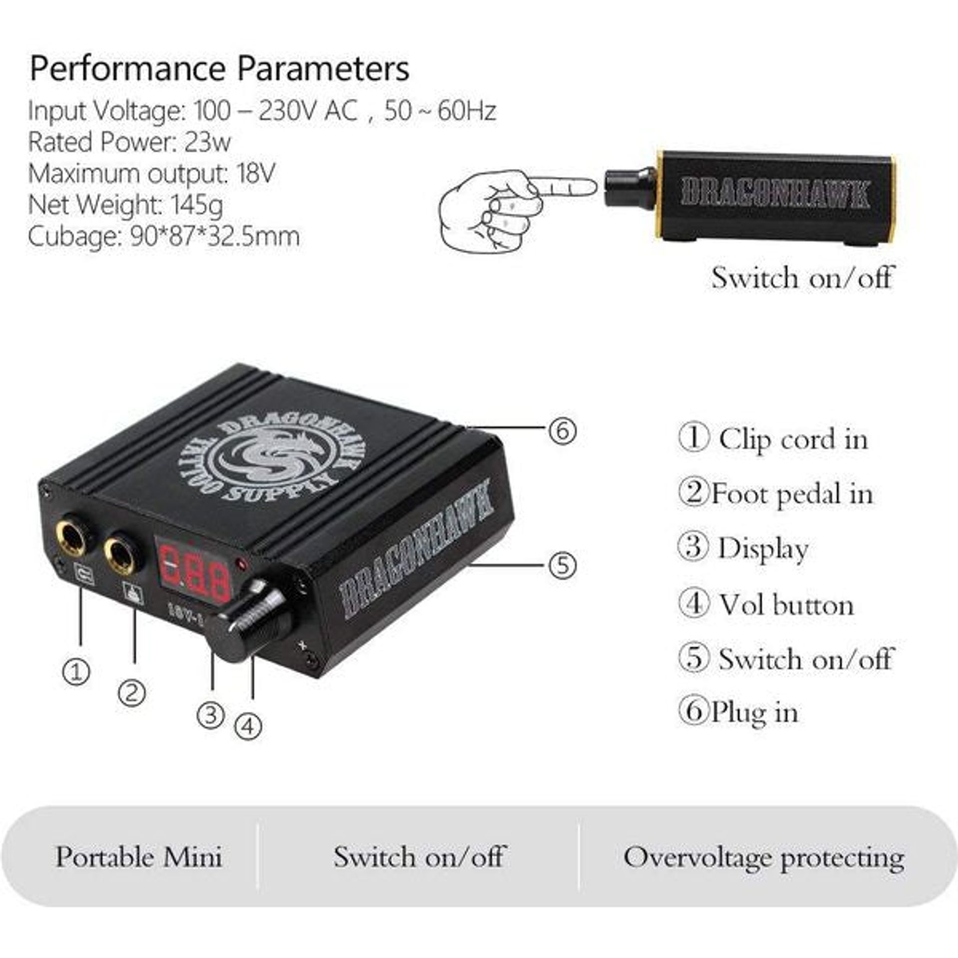Dragonhawk Extreme Tattoo Kit 2 Pro Tattoo Machines Rotary Machine