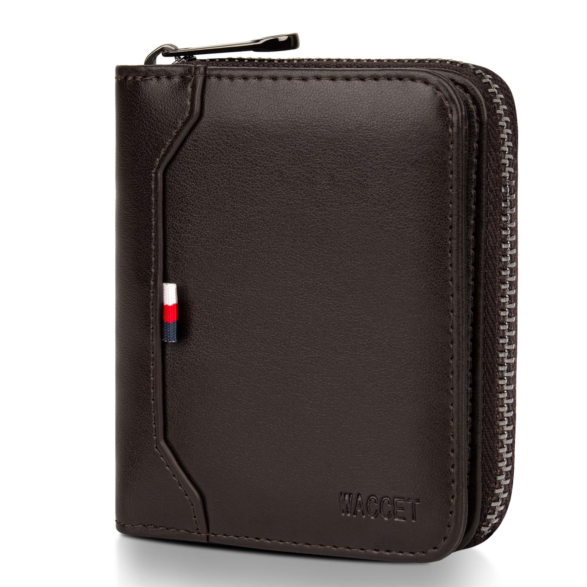 Men's Genuine Leather Wallet RFID Blocking with 17 Card Slots, ID Window & Gift Box - Brown L