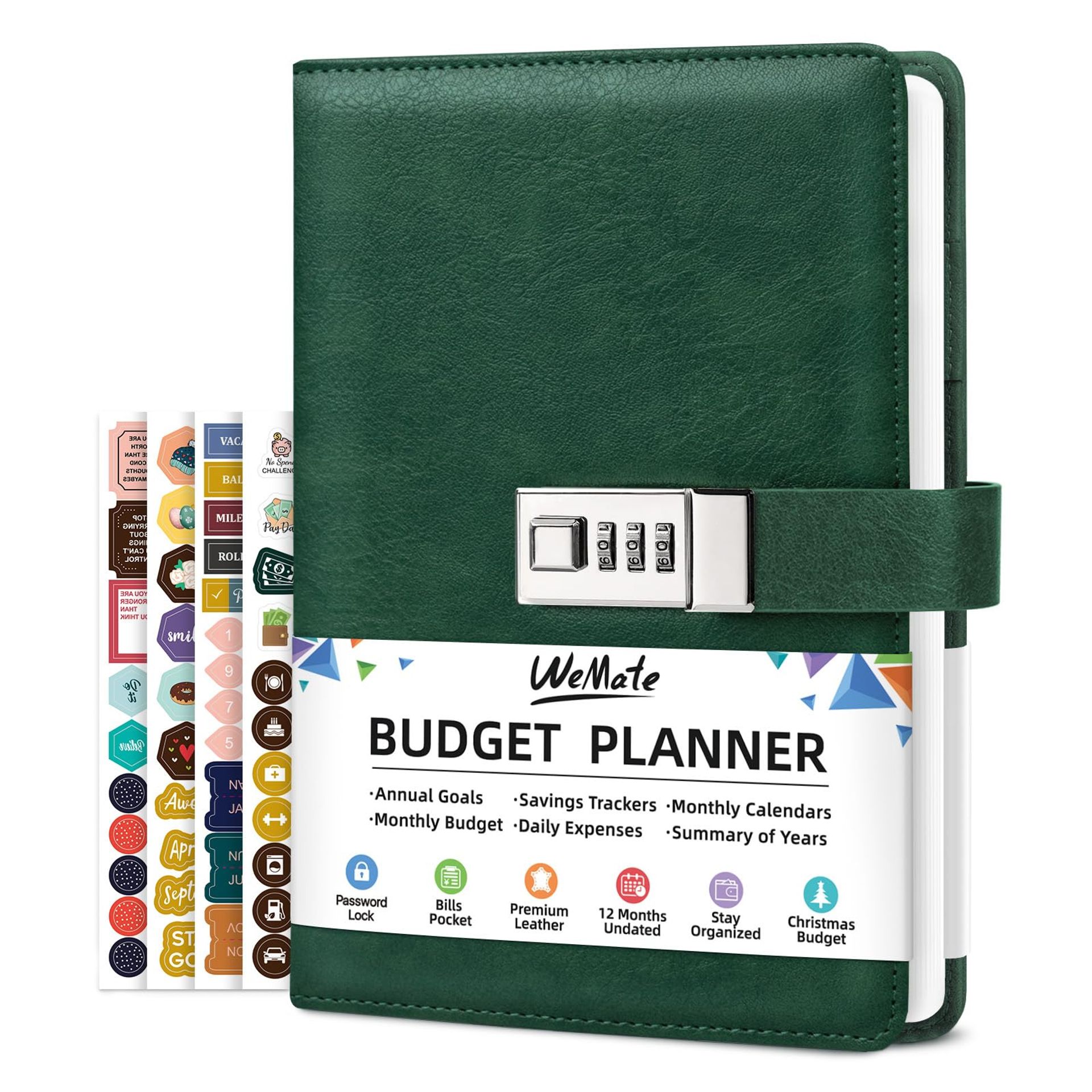 WEMATE Budget Planner 2025 with Lock, Monthly Budget Book with Expense Tracker Notebook, Undated Financial Planner to Manage Your Money, A5 Leather Account & Budget Book, Purple