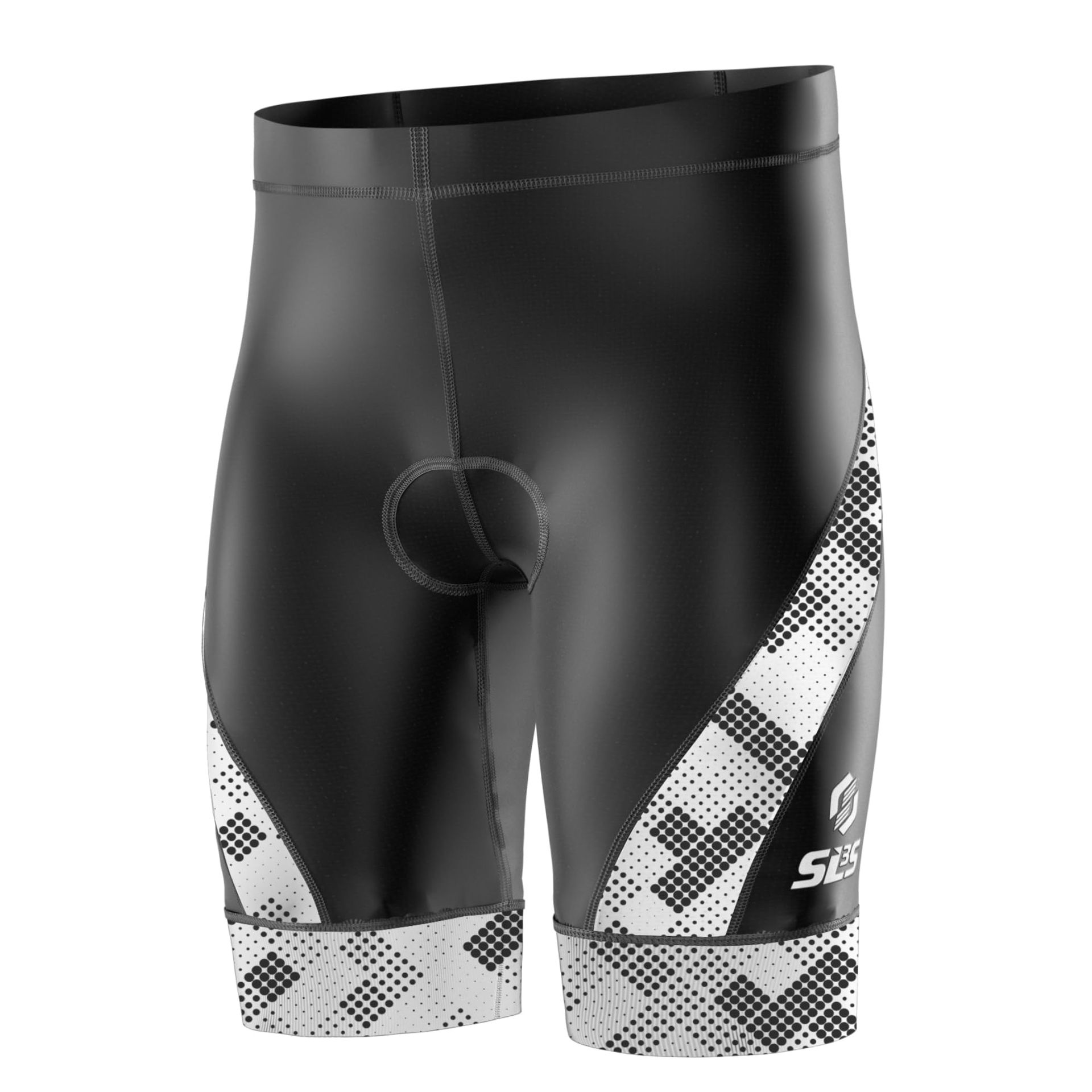 Men's Triathlon Shorts with Pocket - Durable, Comfortable Fit, Ideal for Training & Races (Black/Grey Stripes, Small)