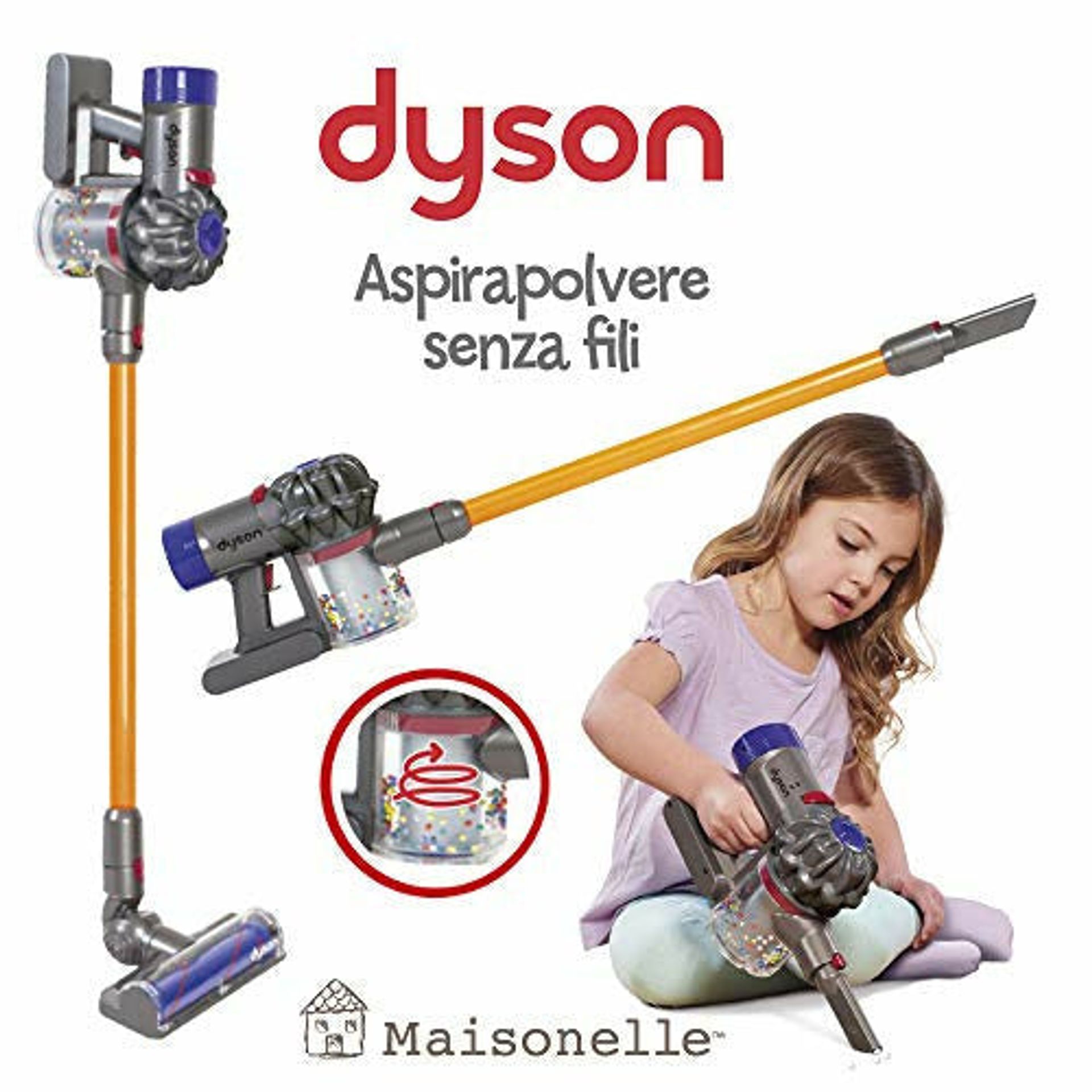 ODS-V8 Dyson Vacuum Cleaner Toy For Kids, Grey, Orange And Purple