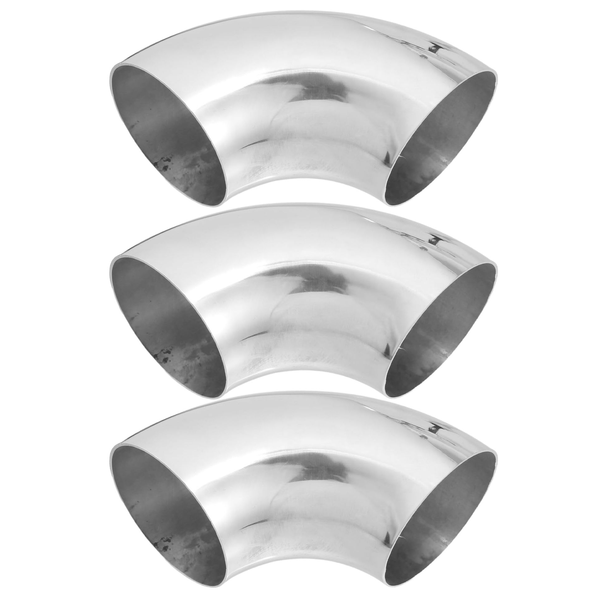 Car Exhaust Elbow Pipe Set 90 Degree Bend SS304 Stainless Steel with Polished Finish Anti-Rust Arc Length 220mm - Silver OD 3.5 Inch