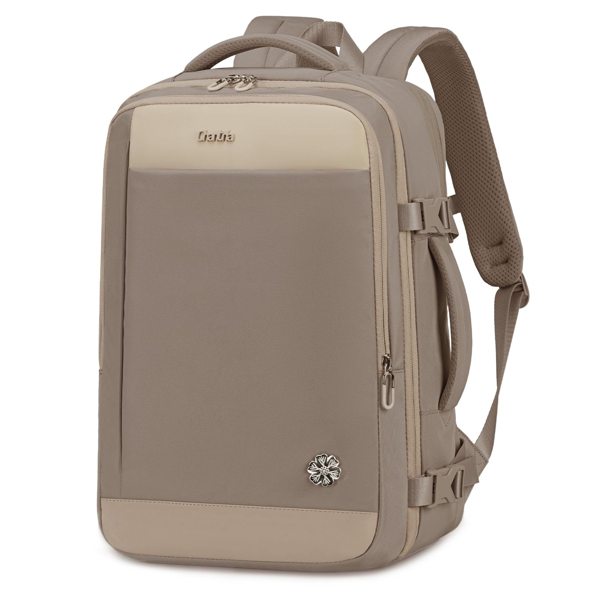 Women's Laptop Backpack 15.6 Inch Flight Approved Carry-On Rucksack for Work, School & Travel - Khaki