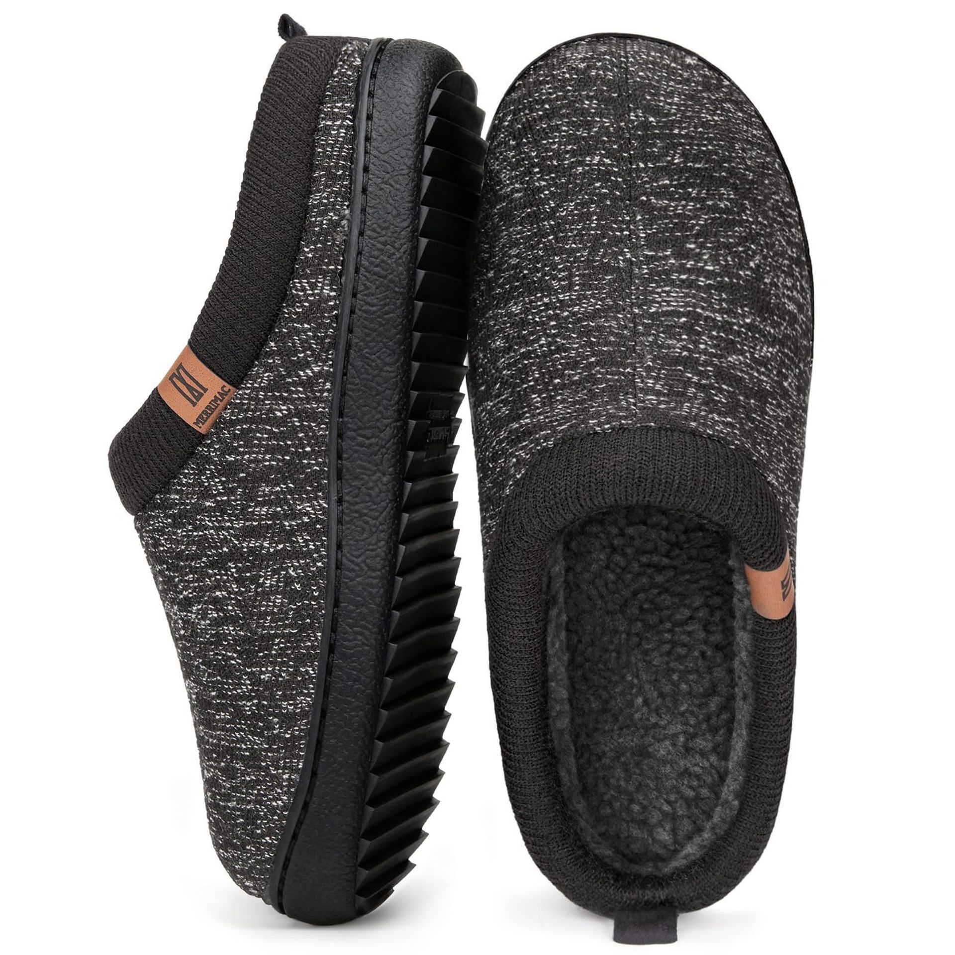 Men's Slip-on Memory Foam House Slippers Non-slip Indoor Comfort Footwear - Black UK 13