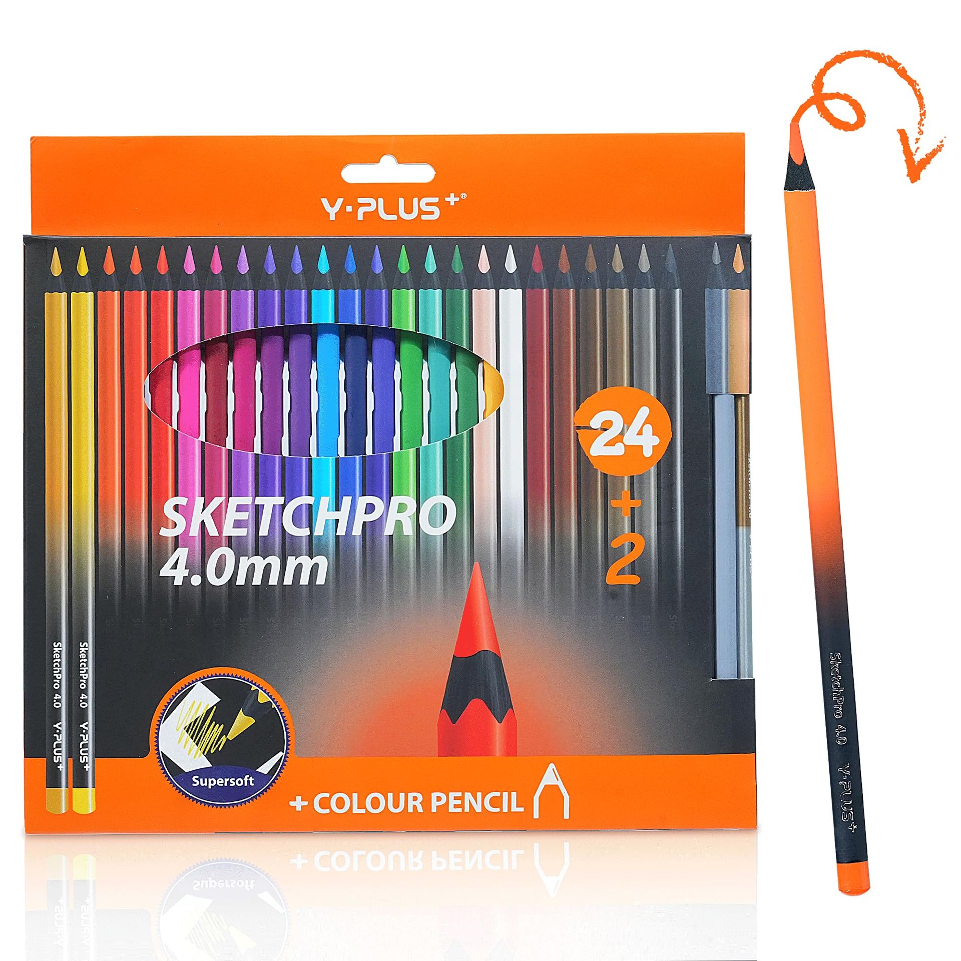 Vivid Colouring Pencils Set for Adults & Kids, 26 Pcs, 4.0mm Lead, Triangular Grip, Durable & Smooth