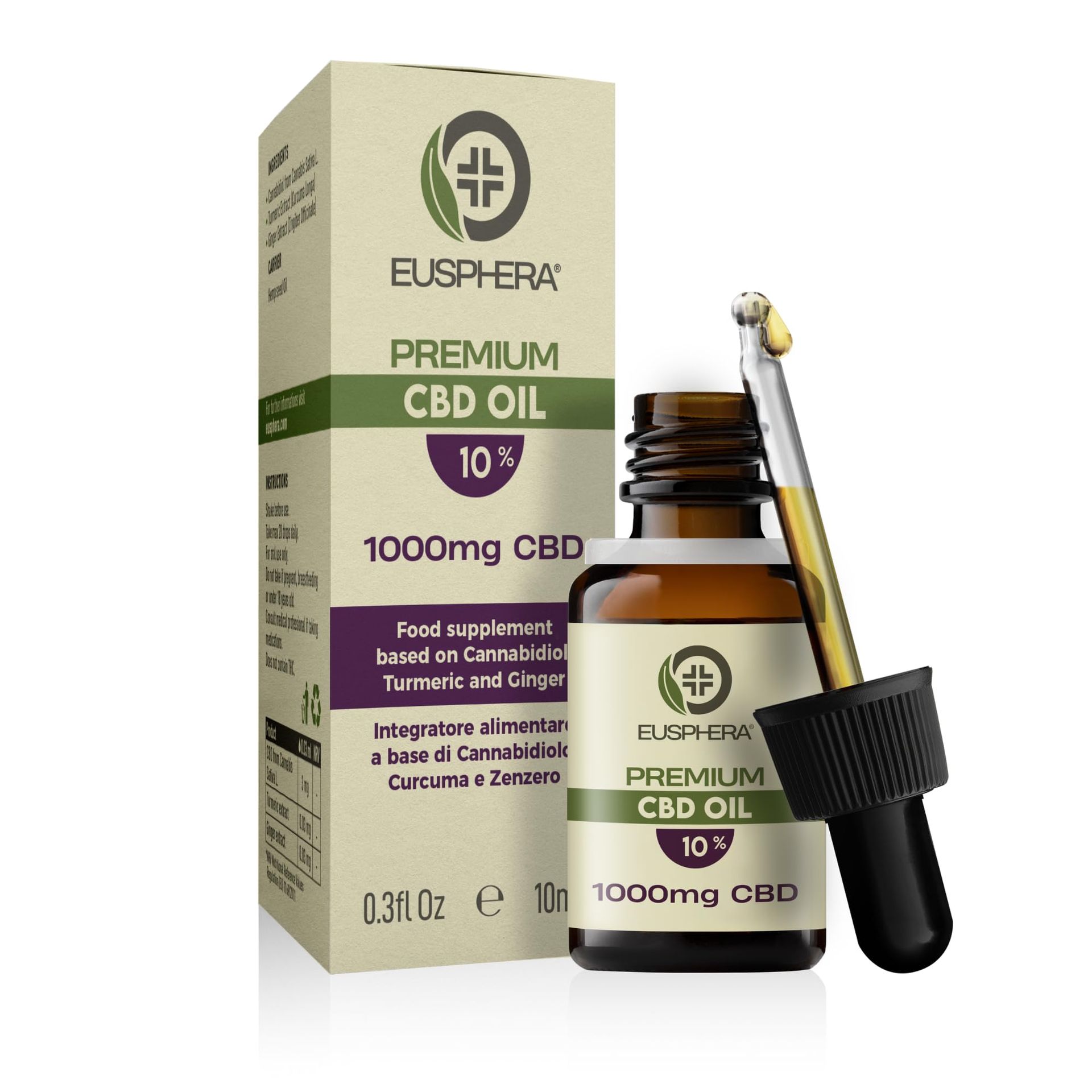 High Strength CBD Oil 30% with Turmeric & Ginger 3000mg - Natural Hemp Extract for Sleep, Stress, Joint & Muscle Support - 10ml