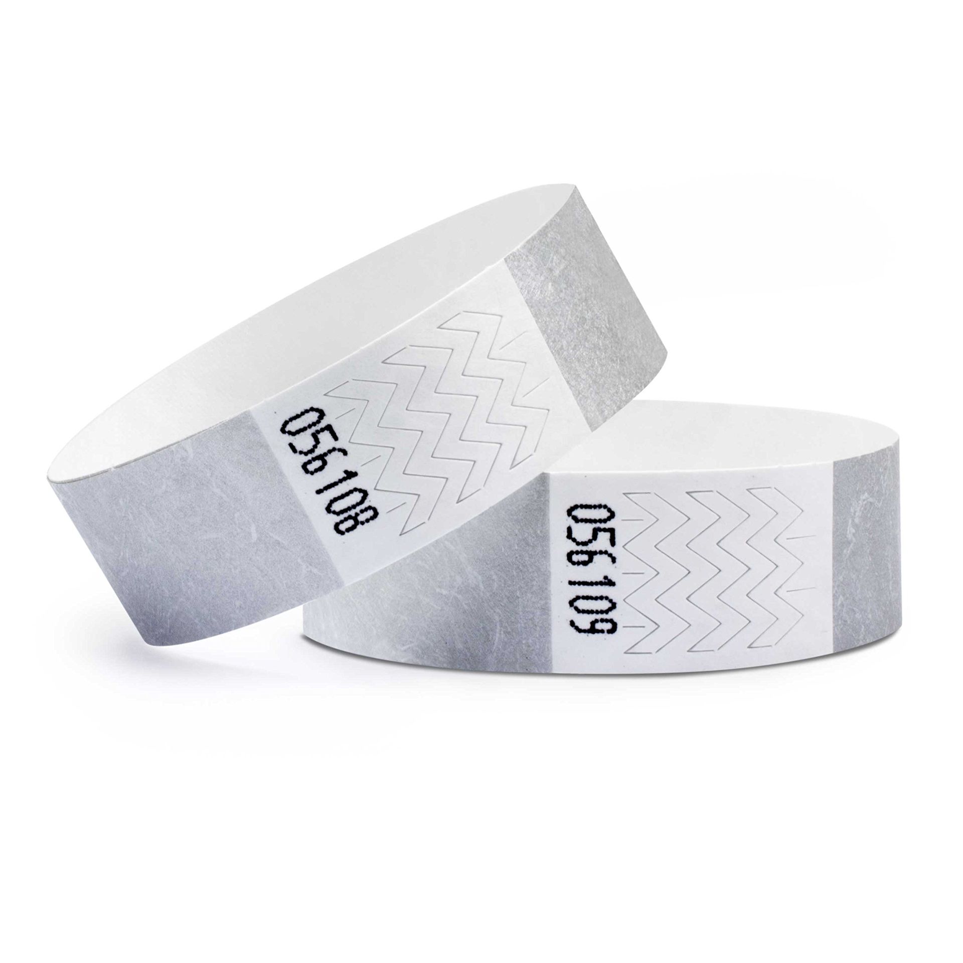 Tyvek Event Wristbands Pack of 500 Tear-Resistant Waterproof Tamper-Proof - Silver 19 x 254 mm