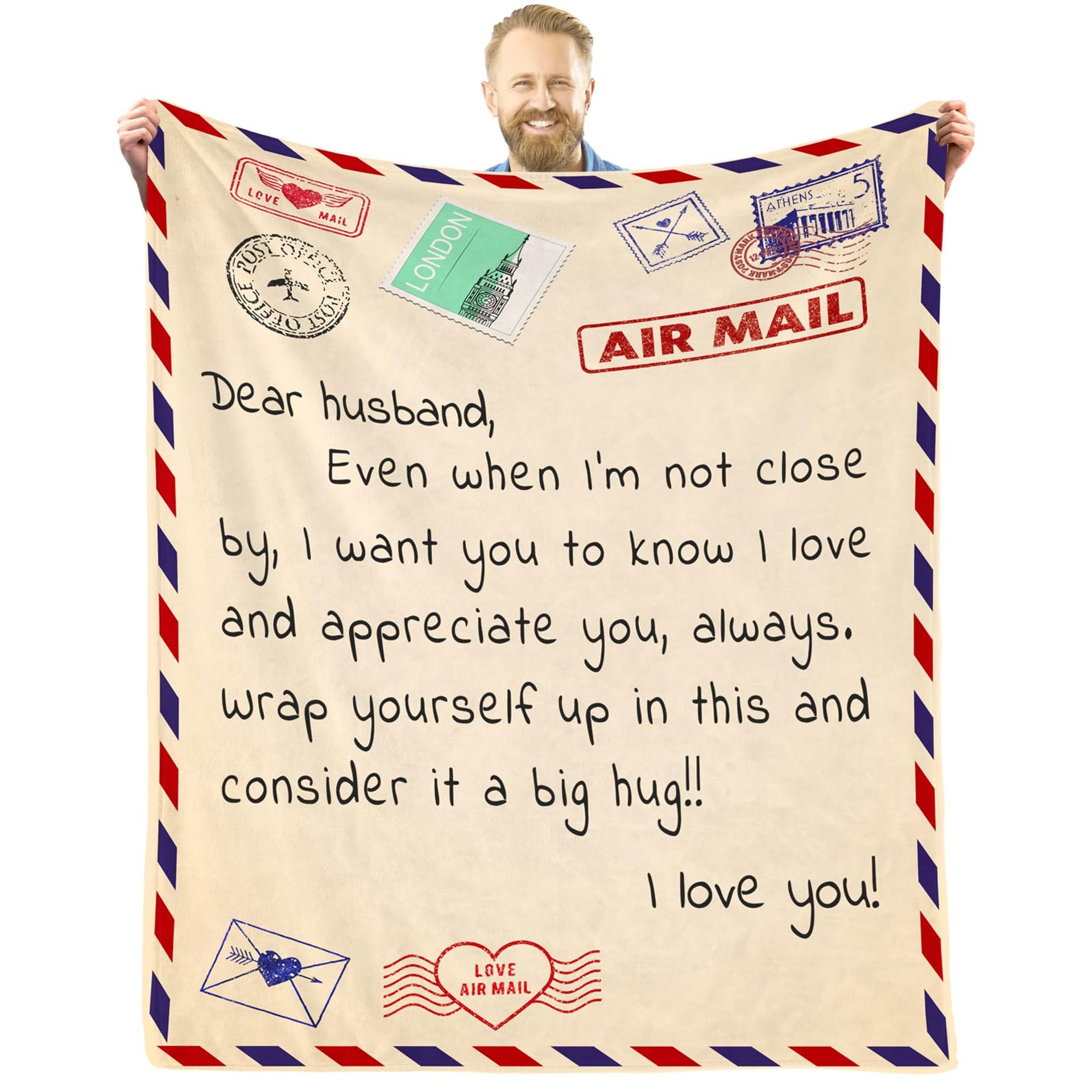 CAPRIFIC Husband Birthday Gifts，Blanket is the Best for Him，Gifts for Husband Birthday Present，Husband From Wife，Soft Blanket 50''x60''