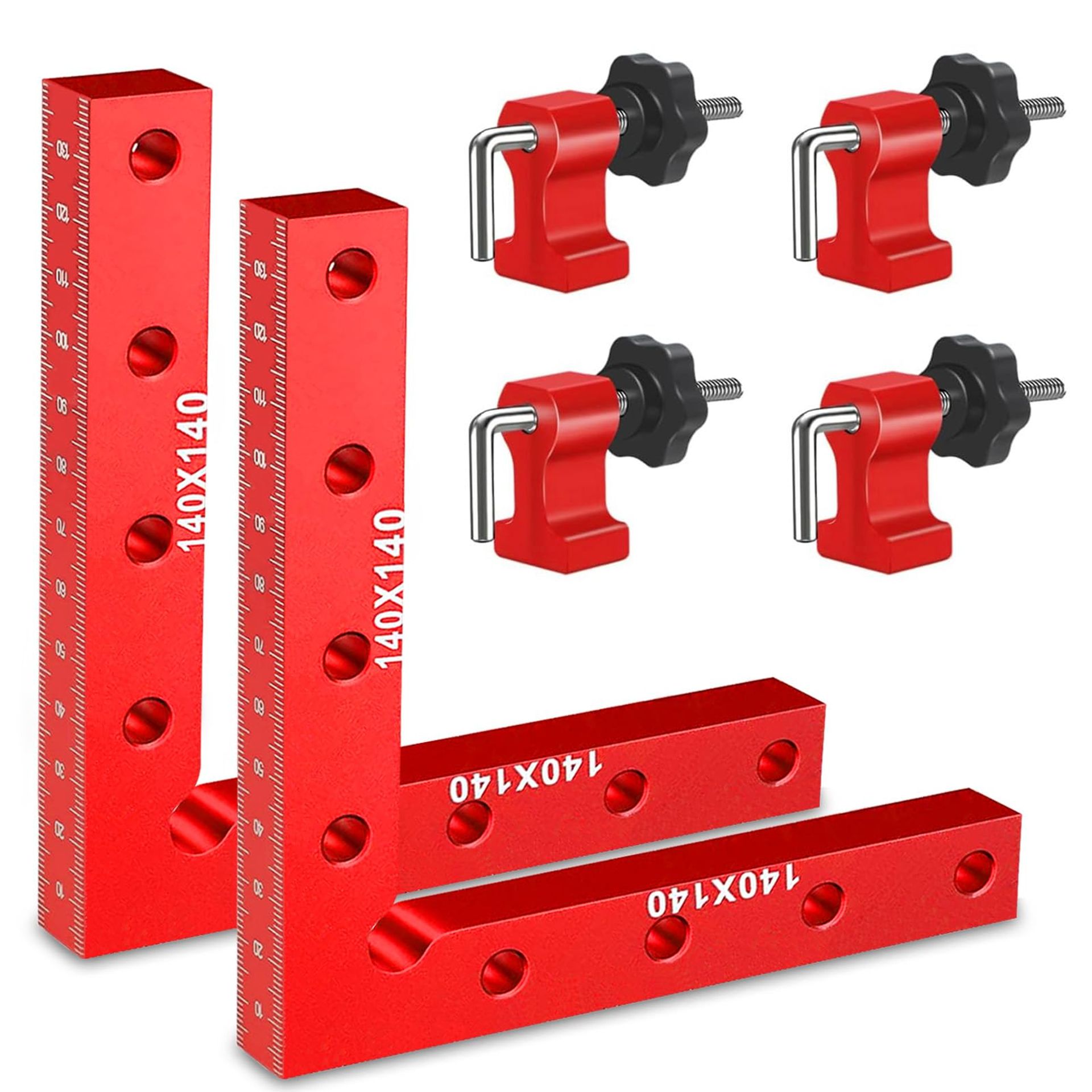 90 Degree Aluminium Alloy Right Angle Woodworking Clamp with Adjustable Fixing Nuts for Picture Frames and Drawers - Side Mark 86254B