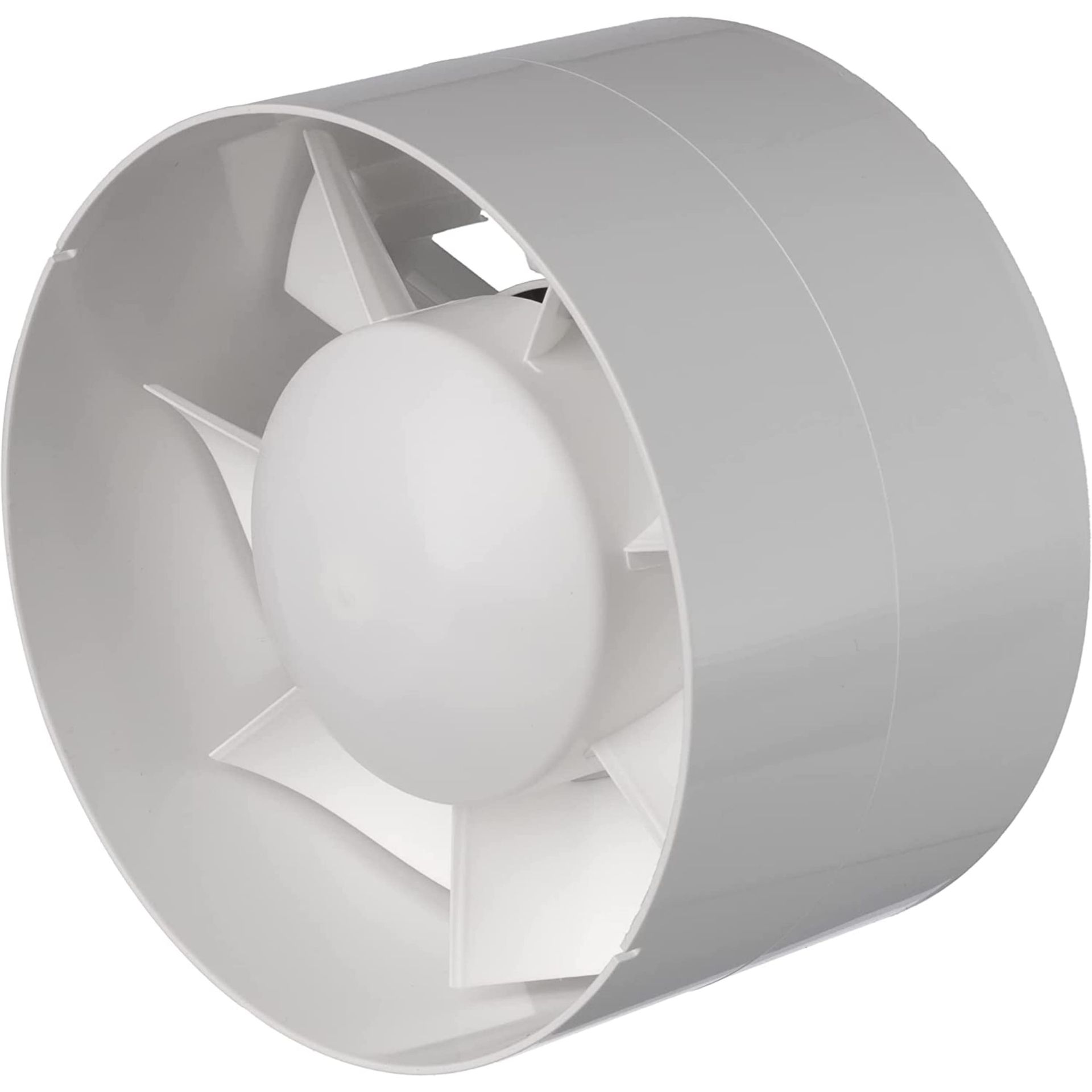 Inline Plastic Duct Fan with Adjustable Timer Quiet Extraction Ventilation for Bathroom Kitchen Garage - White Ø125mm