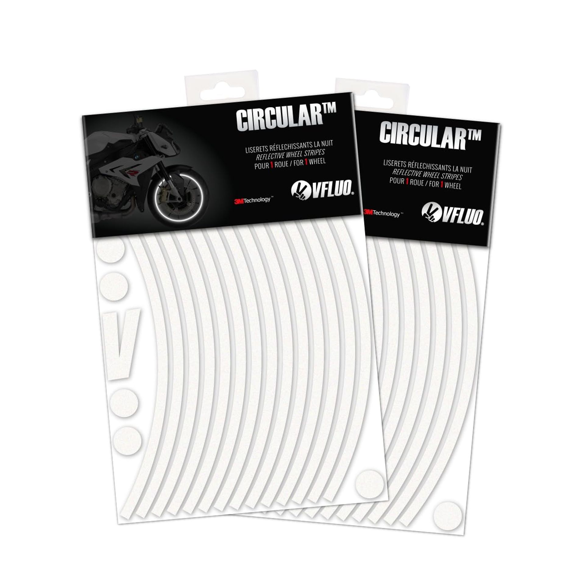 Reflective Motorcycle Wheel Stripes Kit 3M Technology Retro Design for Trail, Enduro & Off-Road - White 20"-24" Rim