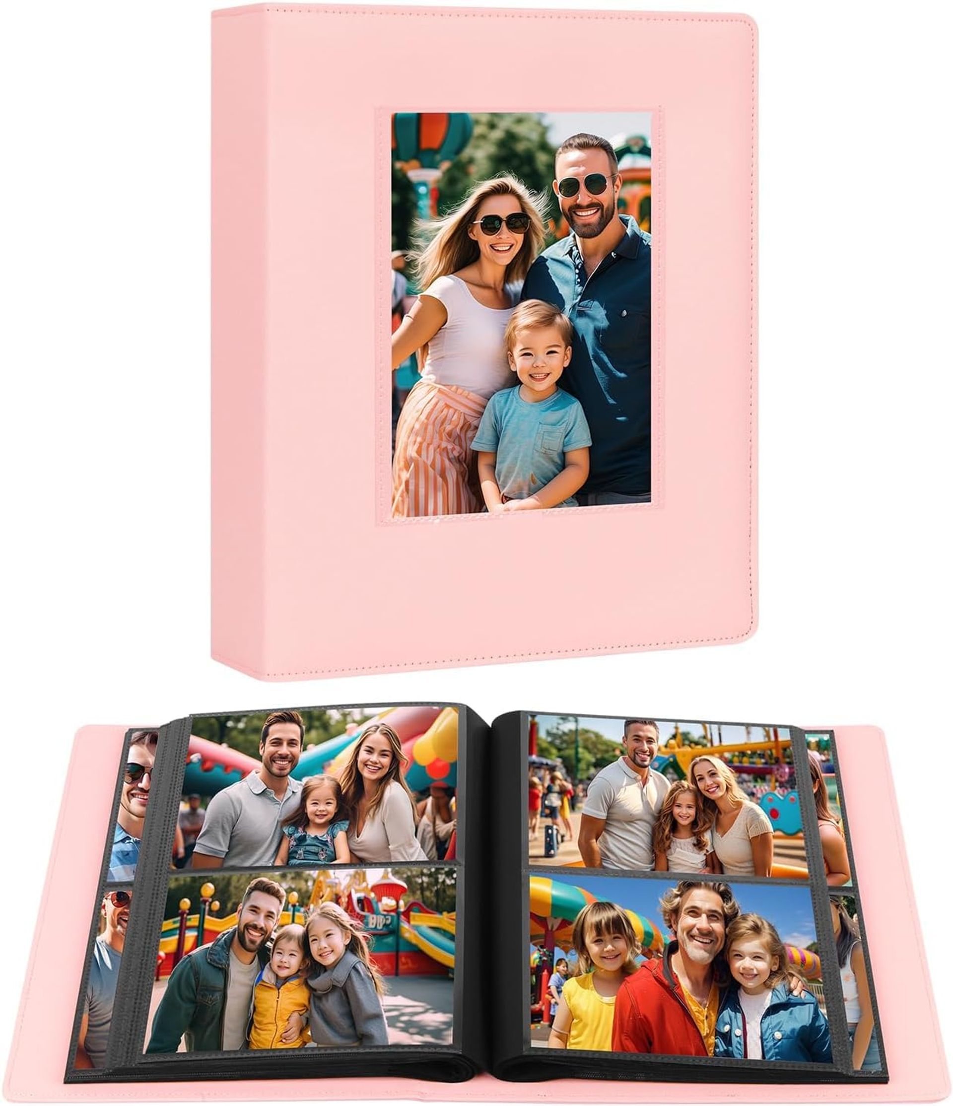 Extra Large 272 Pocket Photo Album 7x5 with Leather Cover & Window - Pink