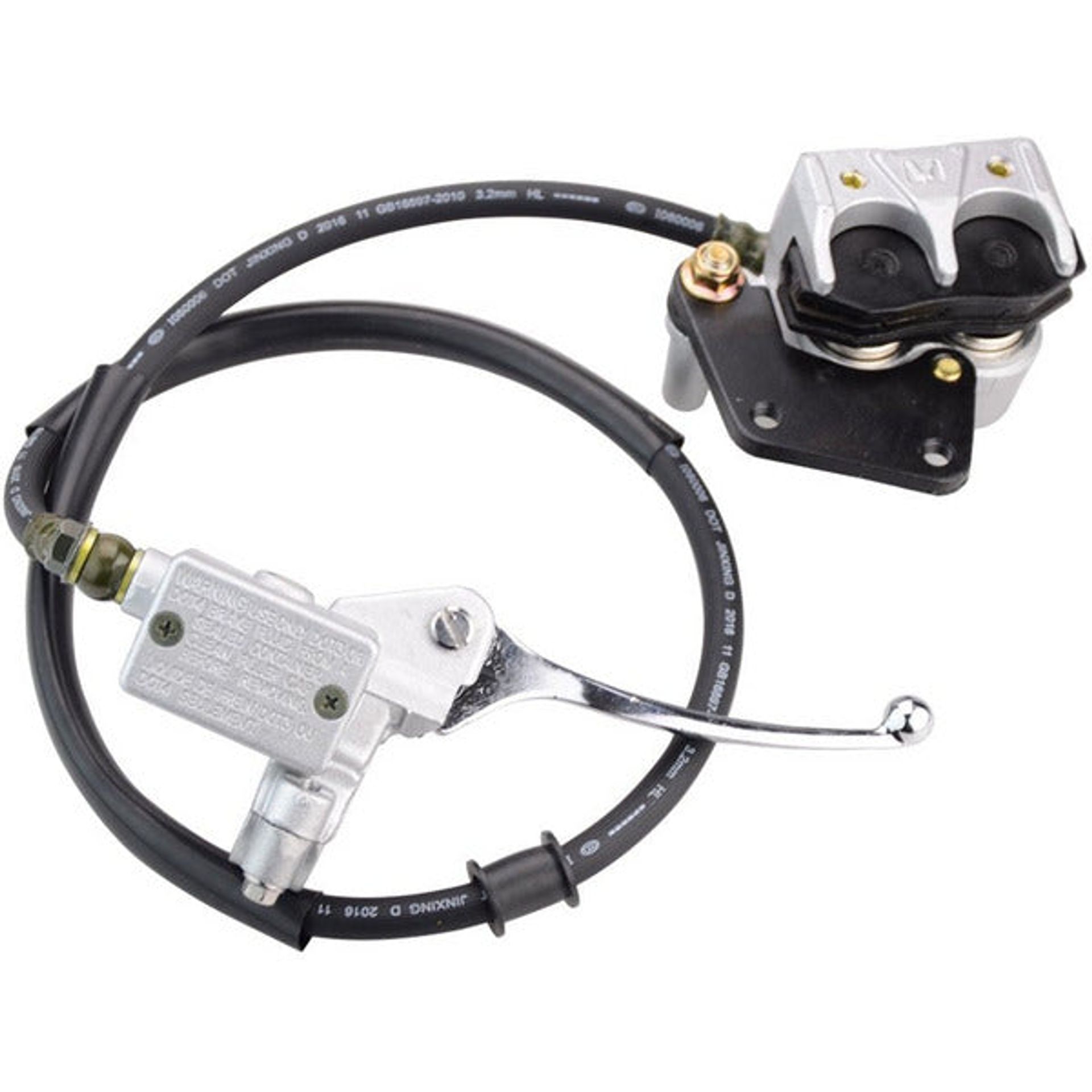 Hydraulic Brake Pump Assembly with Caliper Cylinder Replacement for 50cc–125cc Dirt Bikes and ATVs - Silver P038-413