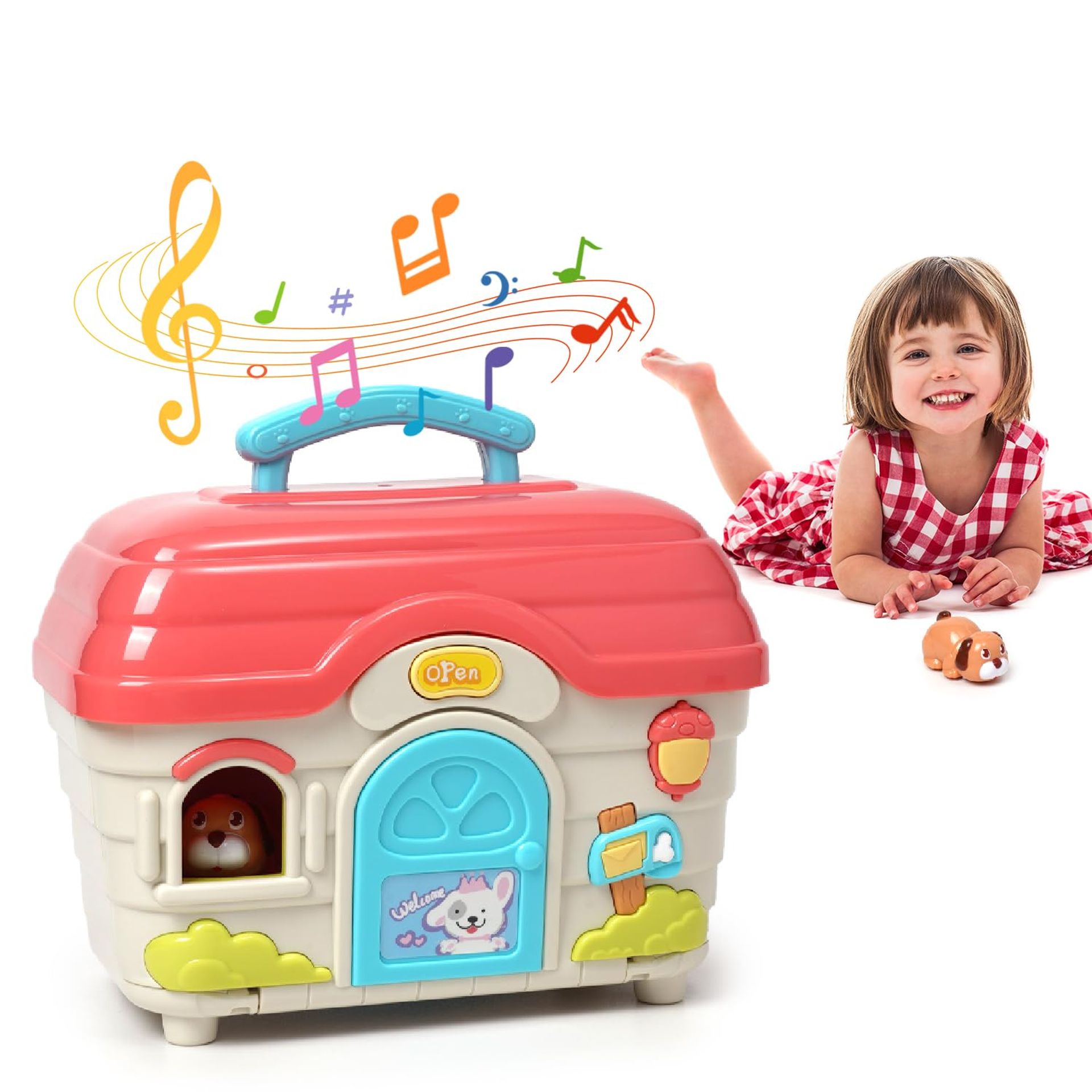 Educational Toy Dog House with Life-Like Sounds, Montessori Role Play for Kids Aged 1-3, Rarekids