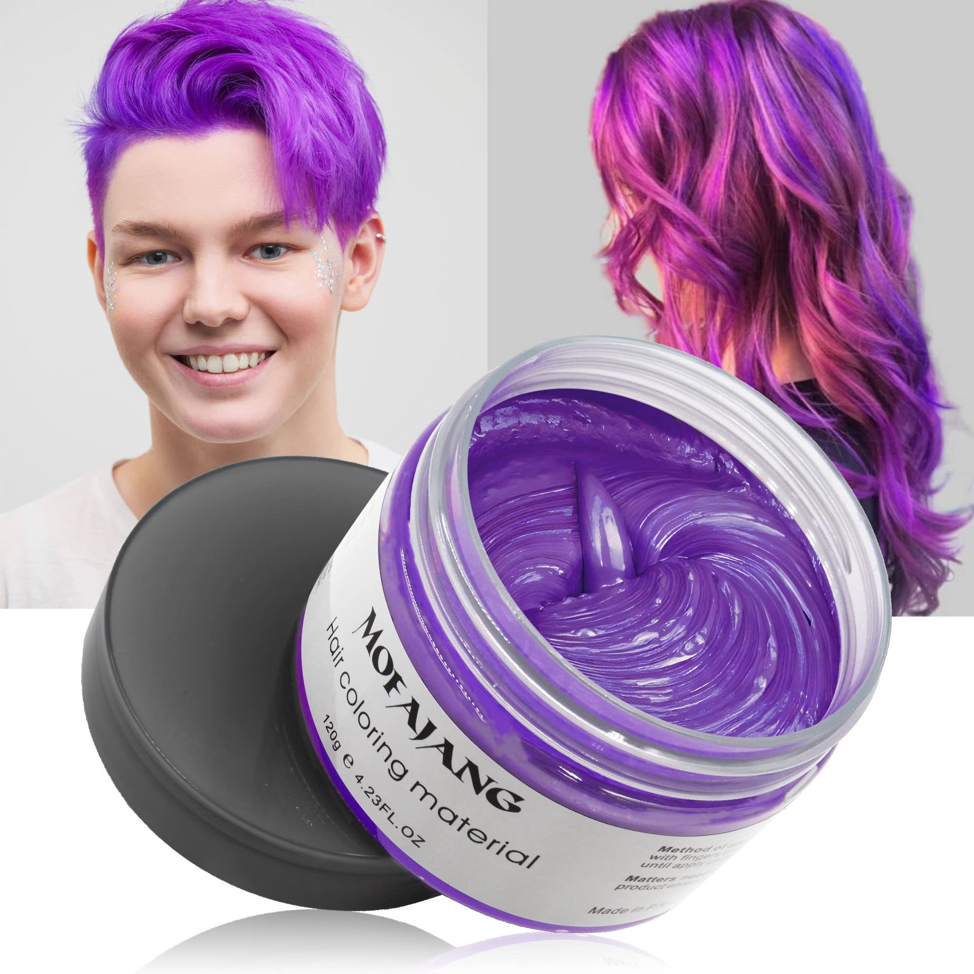 Coloured Hair Wax, Purple Hair Dye, Natural Material Temporary Hair Colour for Women Men, Instant Styling Hair Colour Wax for Party Birthday Halloween Cosplay