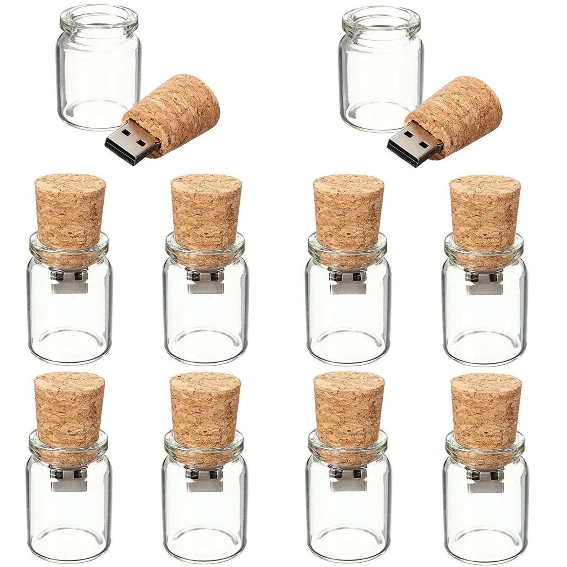 10PCS 4GB USB Flash Drive Set Cute Drift Bottle Design USB 2.0 Memory Sticks - Transparent Glass Style
