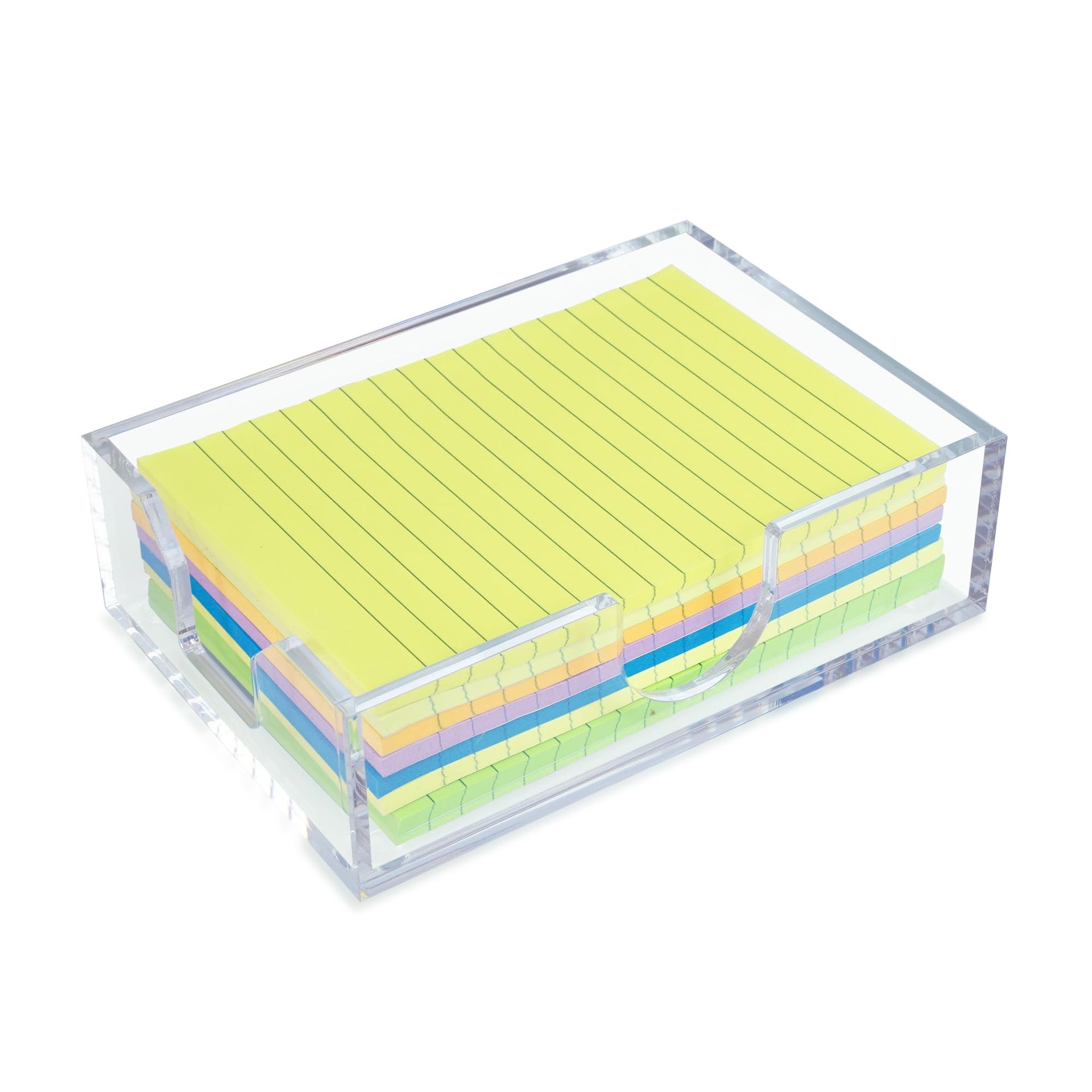 Clear Acrylic Sticky Note Holder 3-in-1 Desk Organiser for 3x3 Memo Pads - Stylish Office & Home Accessory