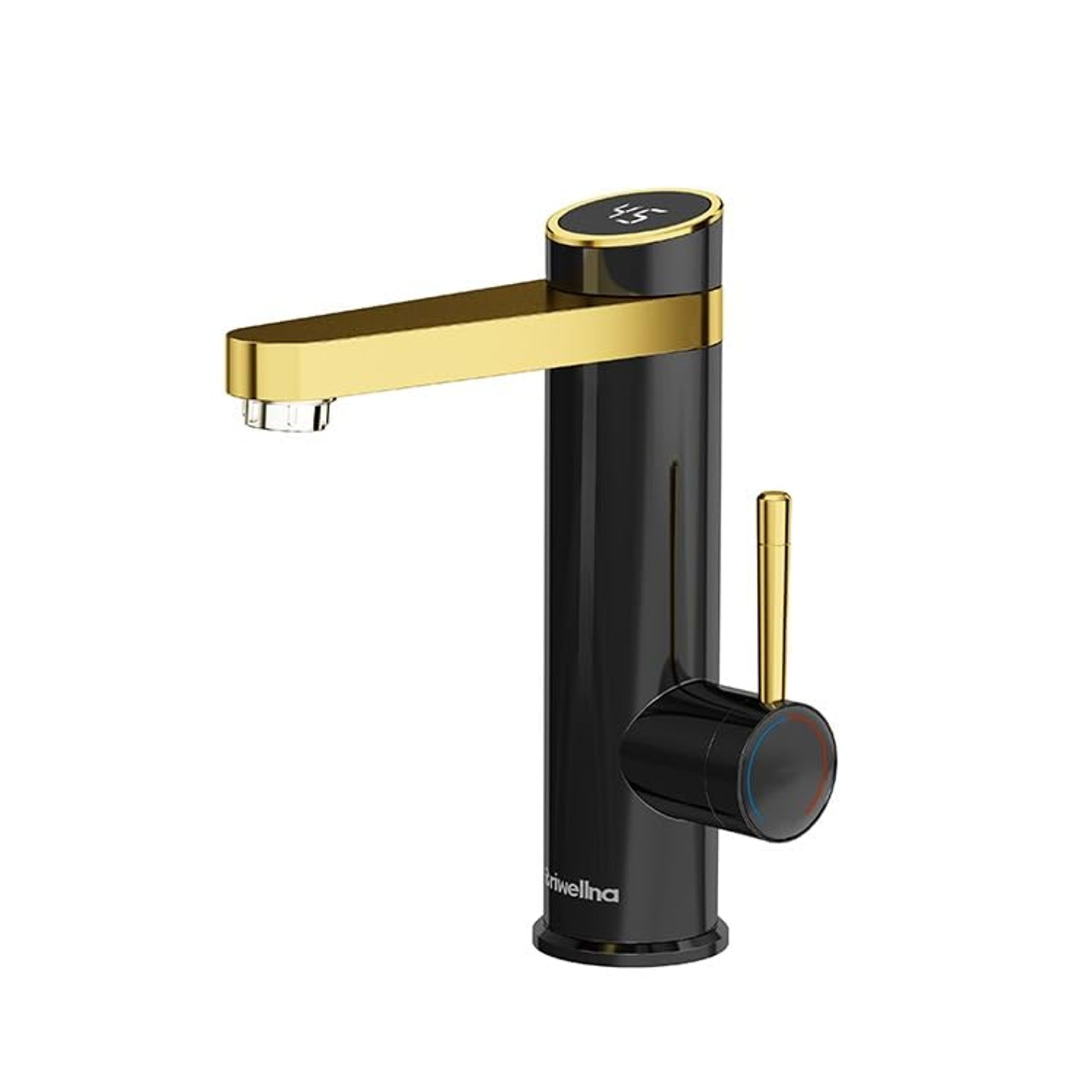 Instant Hot Water Bathroom Tap with Digital Display - 220V Tankless Heater, Rotatable, Black Gold