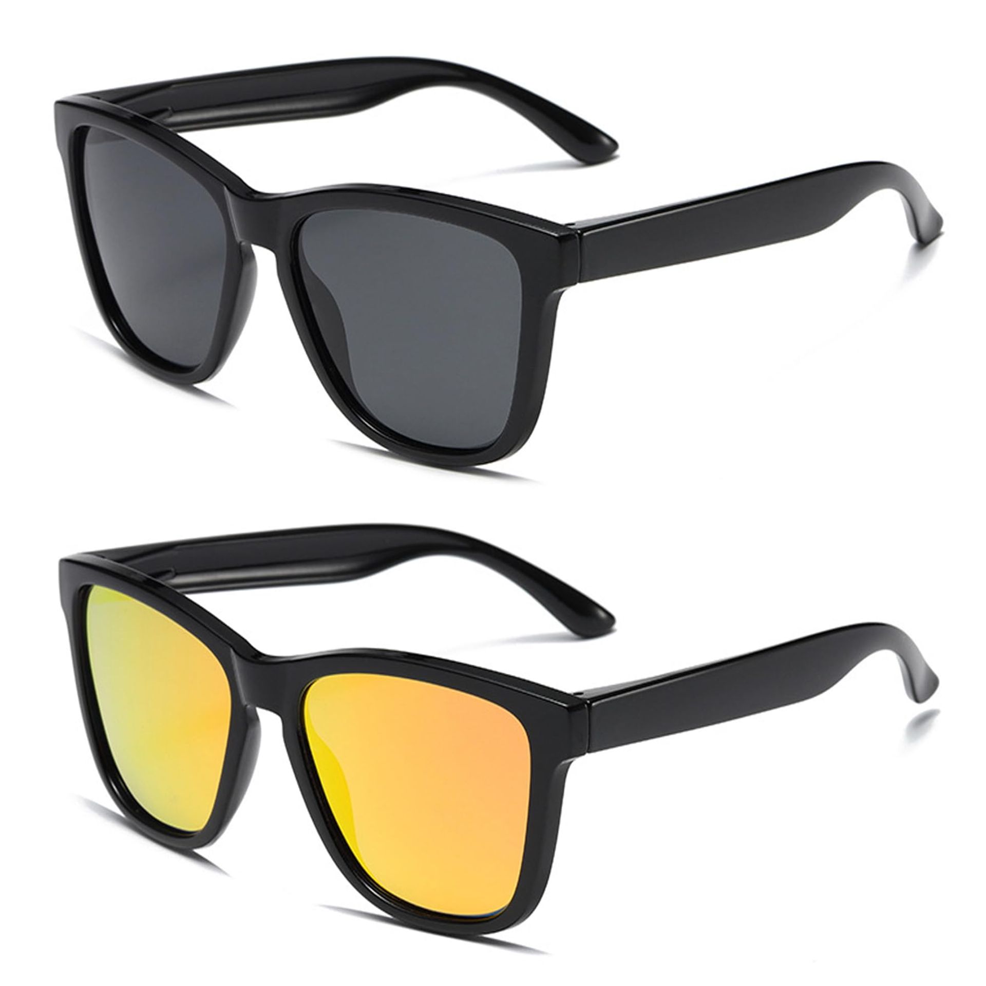 Polarised Sunglasses for Women and Men UV Protection Retro Style for Driving, Running & Fishing - Black/Red Lens