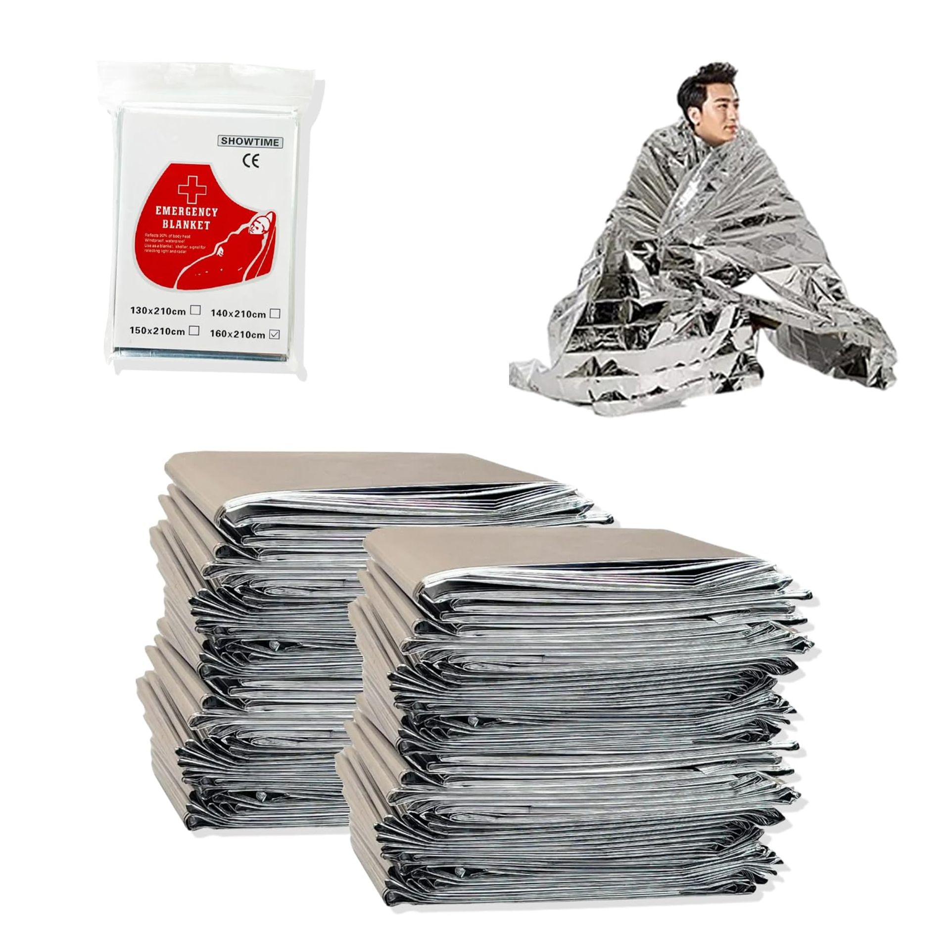 25 Pack Emergency Mylar Thermal Blankets 84" x 62" for Survival & Outdoor Protection