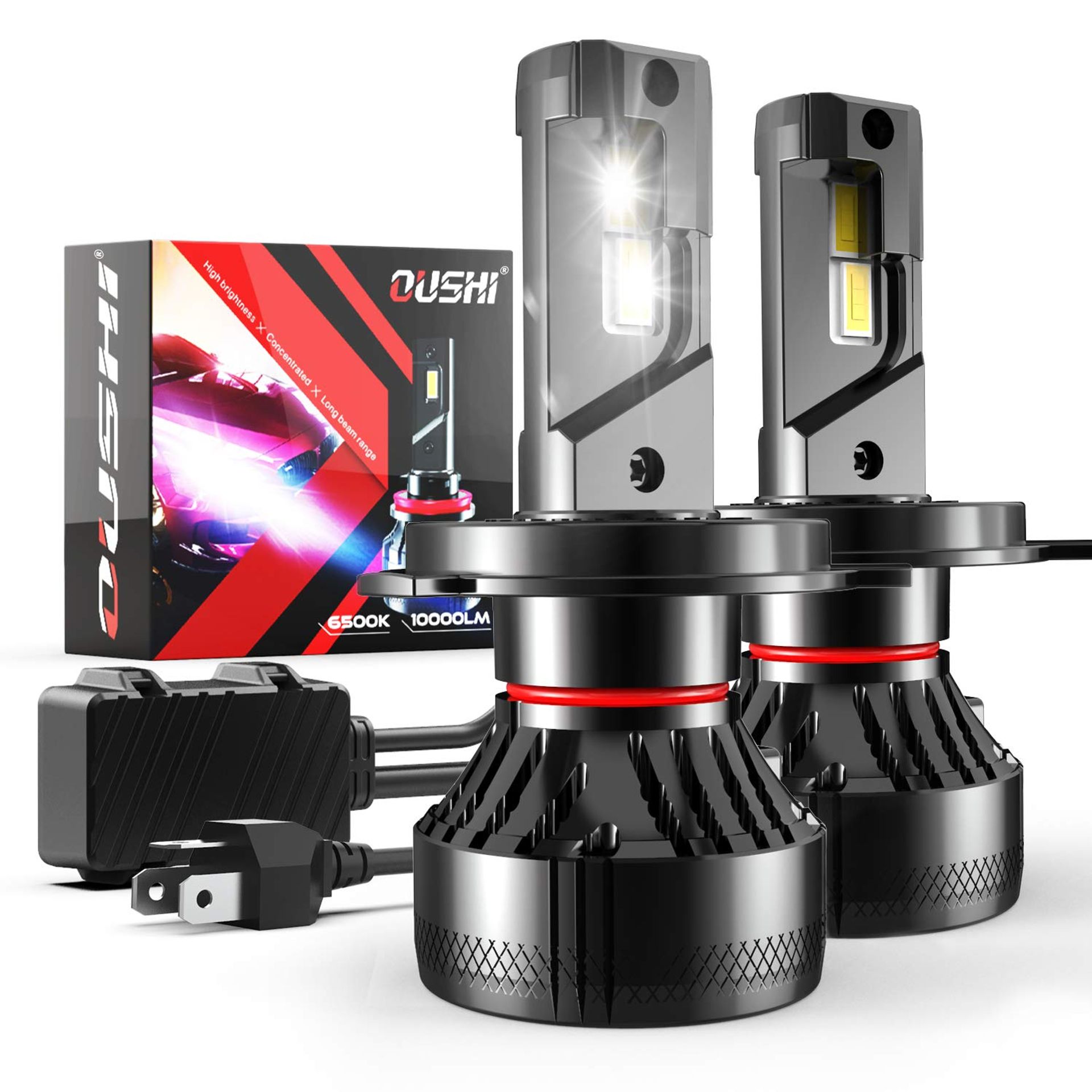 LED Headlight Bulbs H4 9003 HB2 Hi/Lo Beam 110W 20000LM 6500K Xenon White Conversion Kit - Silver H4 9003 HB2