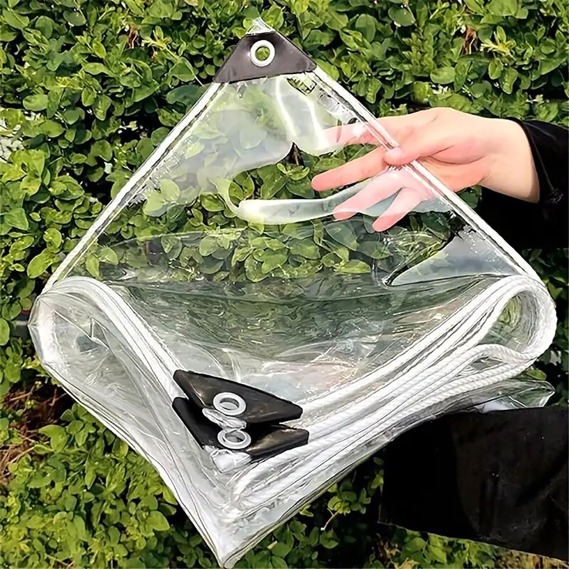 Clear Heavy Duty Waterproof Tarp with Grommets for Outdoor, Patio & Greenhouse - Tear Resistant Vinyl 1x2m