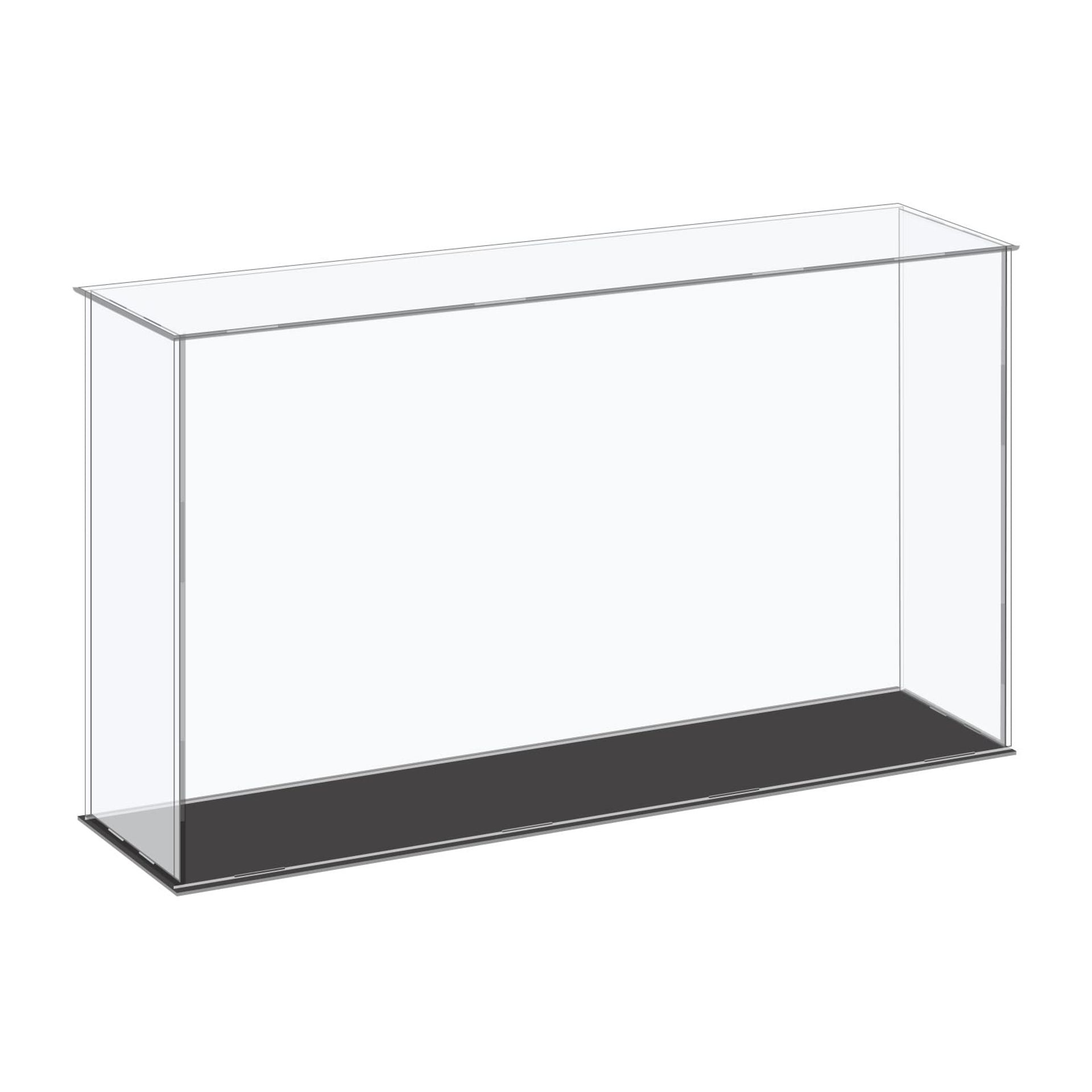 Clear Acrylic Display Case with Black Base - Dustproof Showcase Box for Collectibles, Figures & Models, Easy Assembly 41x11x25.5cm