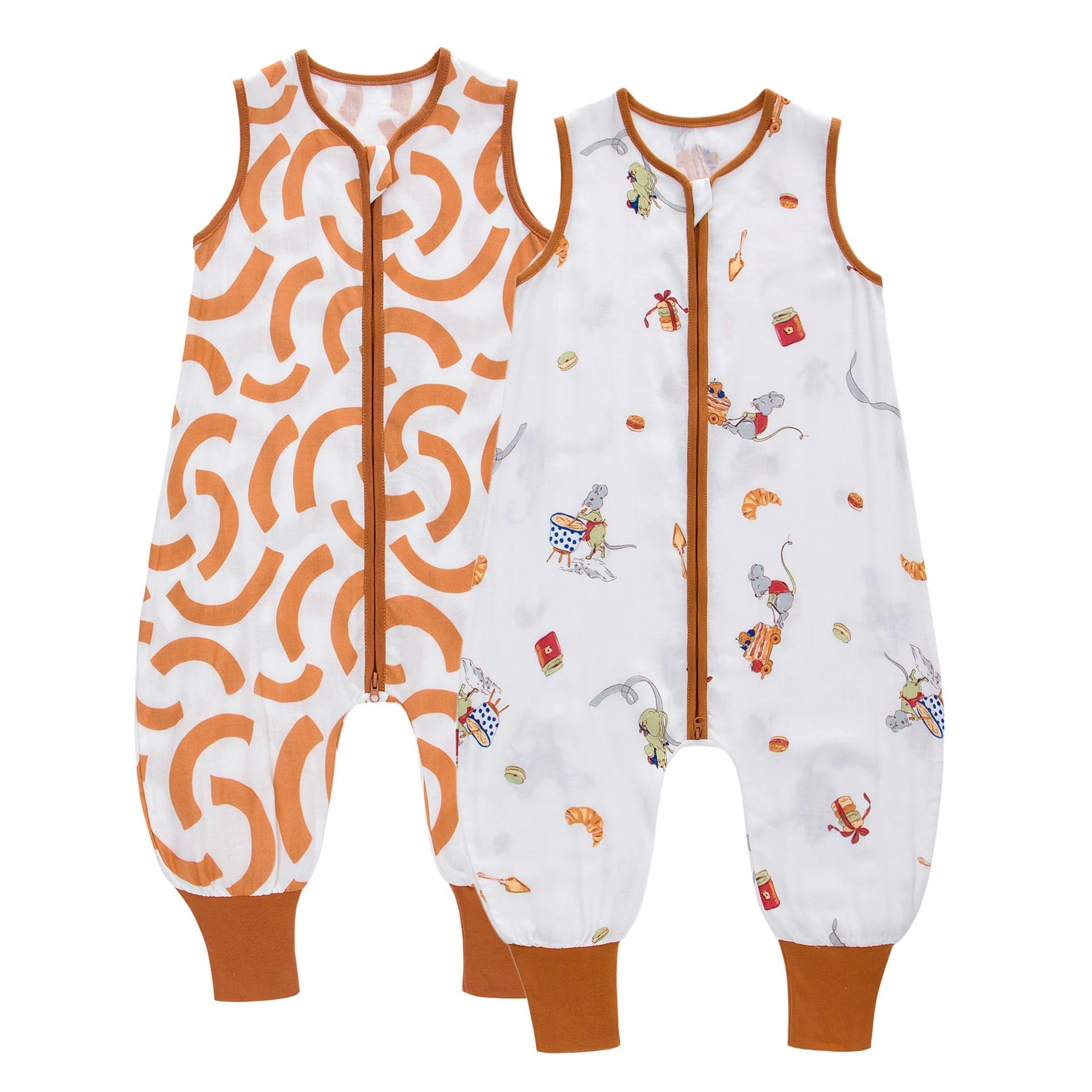 Baby Summer Sleeping Sack with Feet 0.5 Tog 100% Cotton Muslin Wearable Blanket - Orange Mousse+Arc M/80 (12-24 Months)