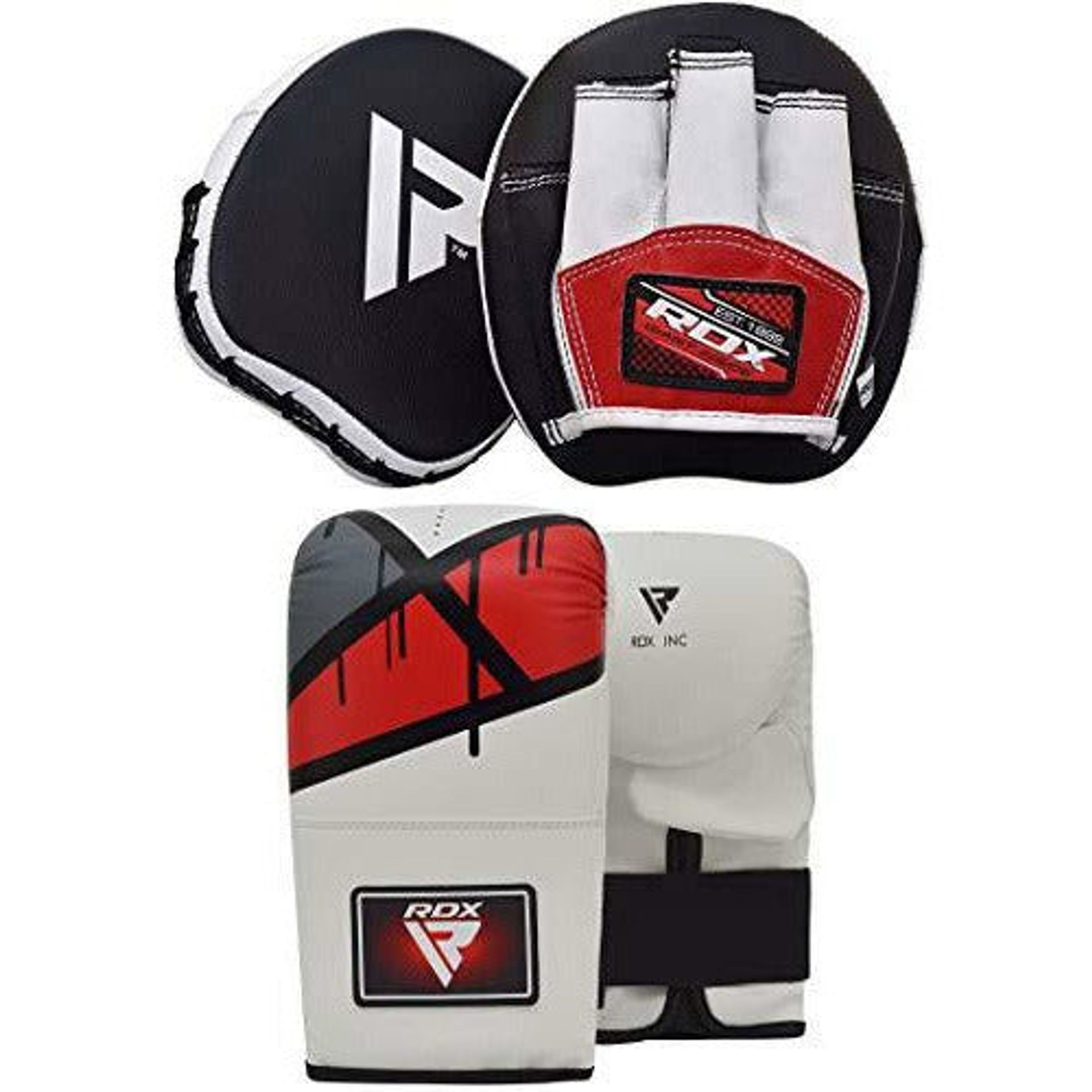 RDX Boxing Focus Mitts - Convex Leather Curved Hand Pads For MMA, Muay Thai, Punching Training (Matte Black)