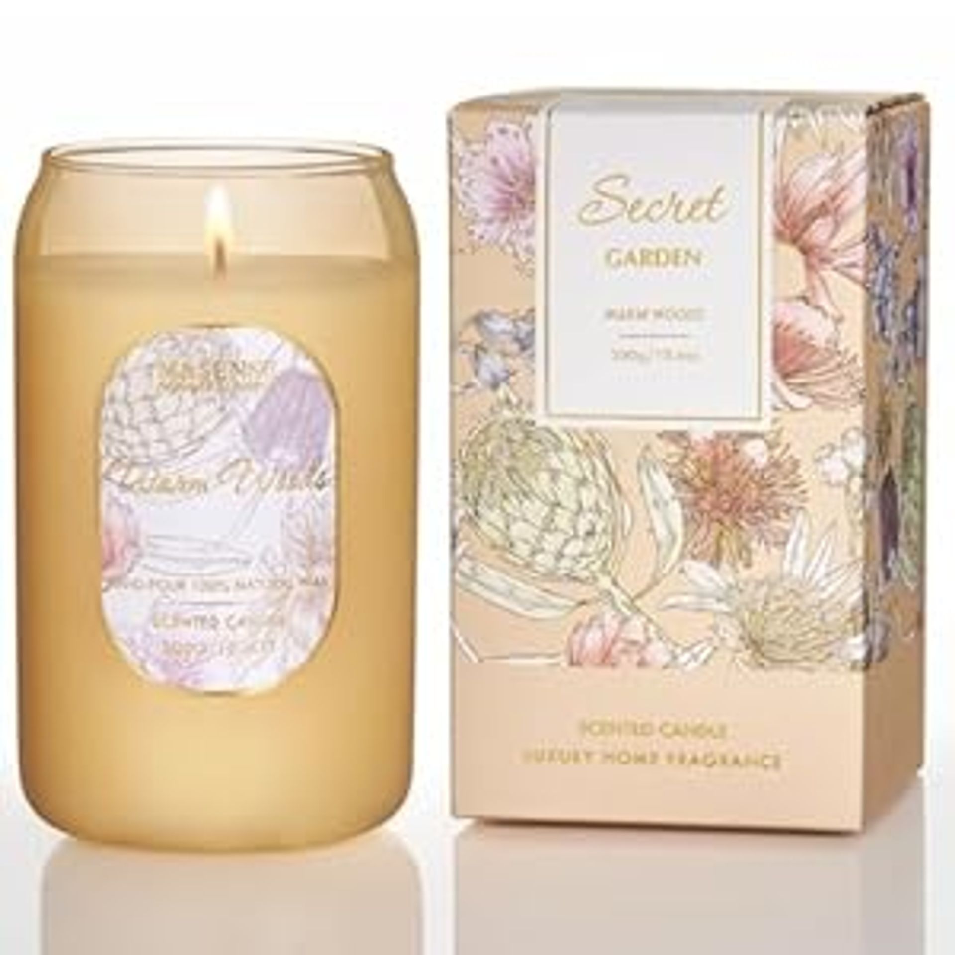 Soy Scented Candle Aromatherapy 60-Hour Burn Non-Toxic Glass Jar - Yellow Warm Woods 10.6oz - Valentines