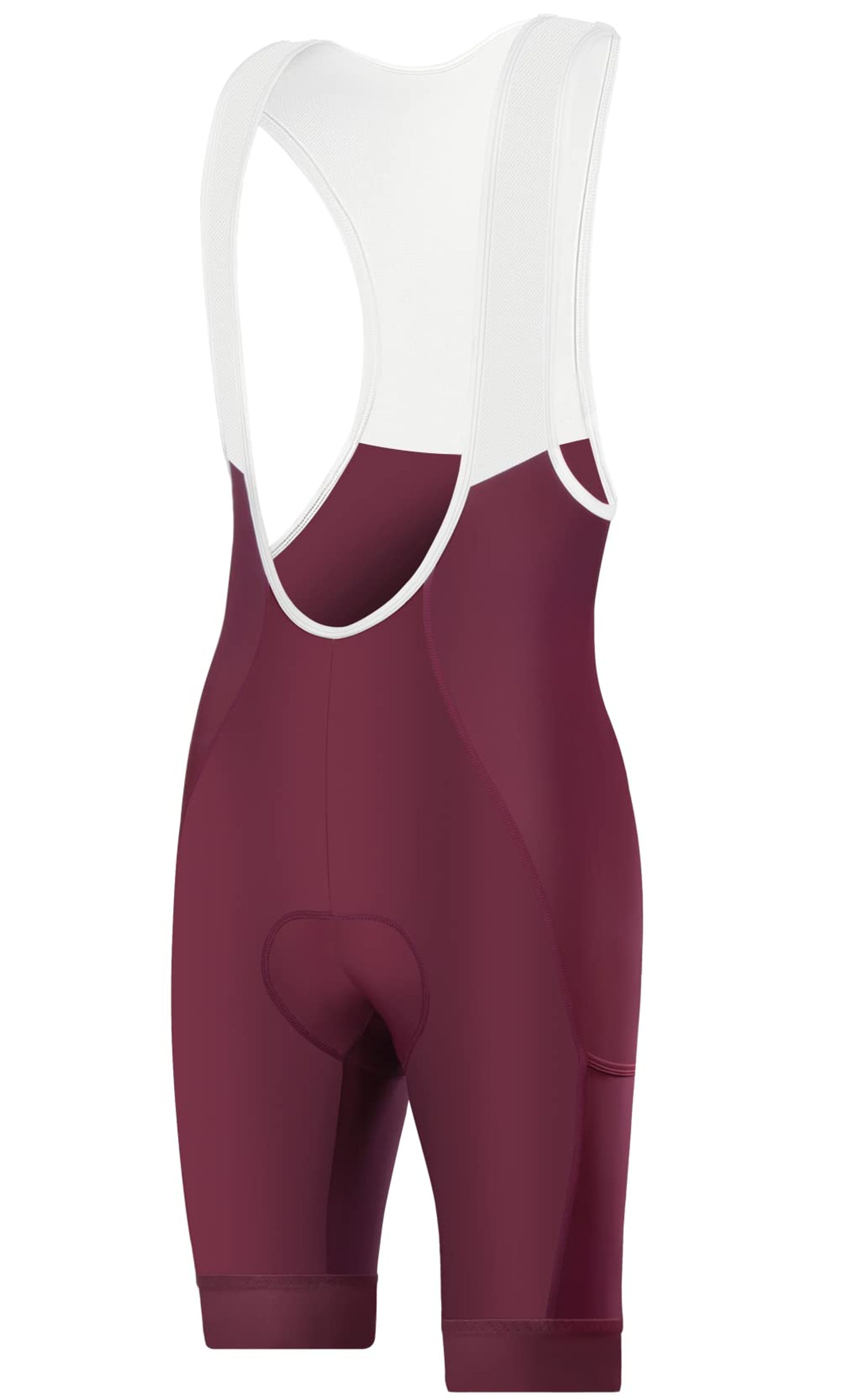 Men's Cycling Bib Shorts Quick-Dry Moisture-Wicking UPF50+ Long Ride Pad - Burgundy-1 S
