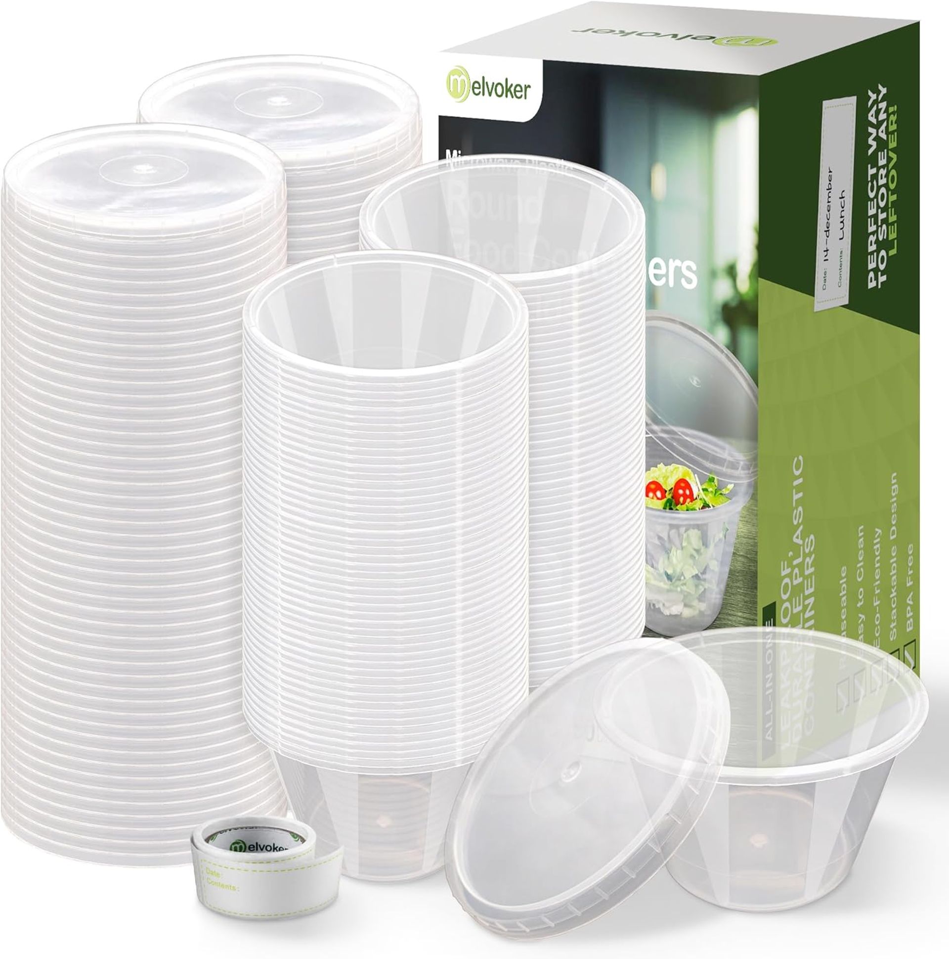 Round Plastic Containers with Lids 4oz - 100 Pack | Perfect for Sauces, Dips & More