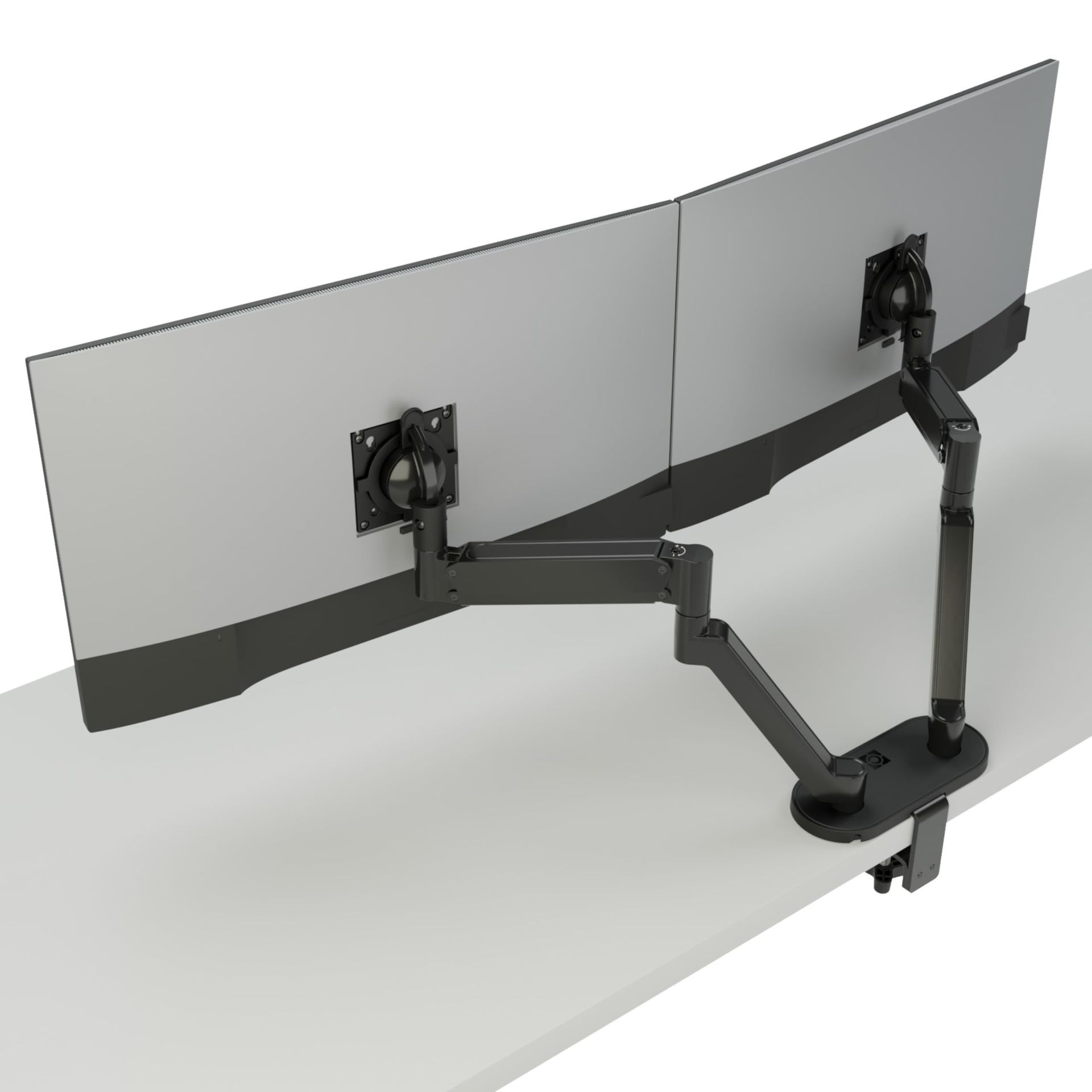 Dual Monitor Arm Desk Mount for 32" Screens, Height Adjustable, Tilt, Swivel & Full Rotation - Black