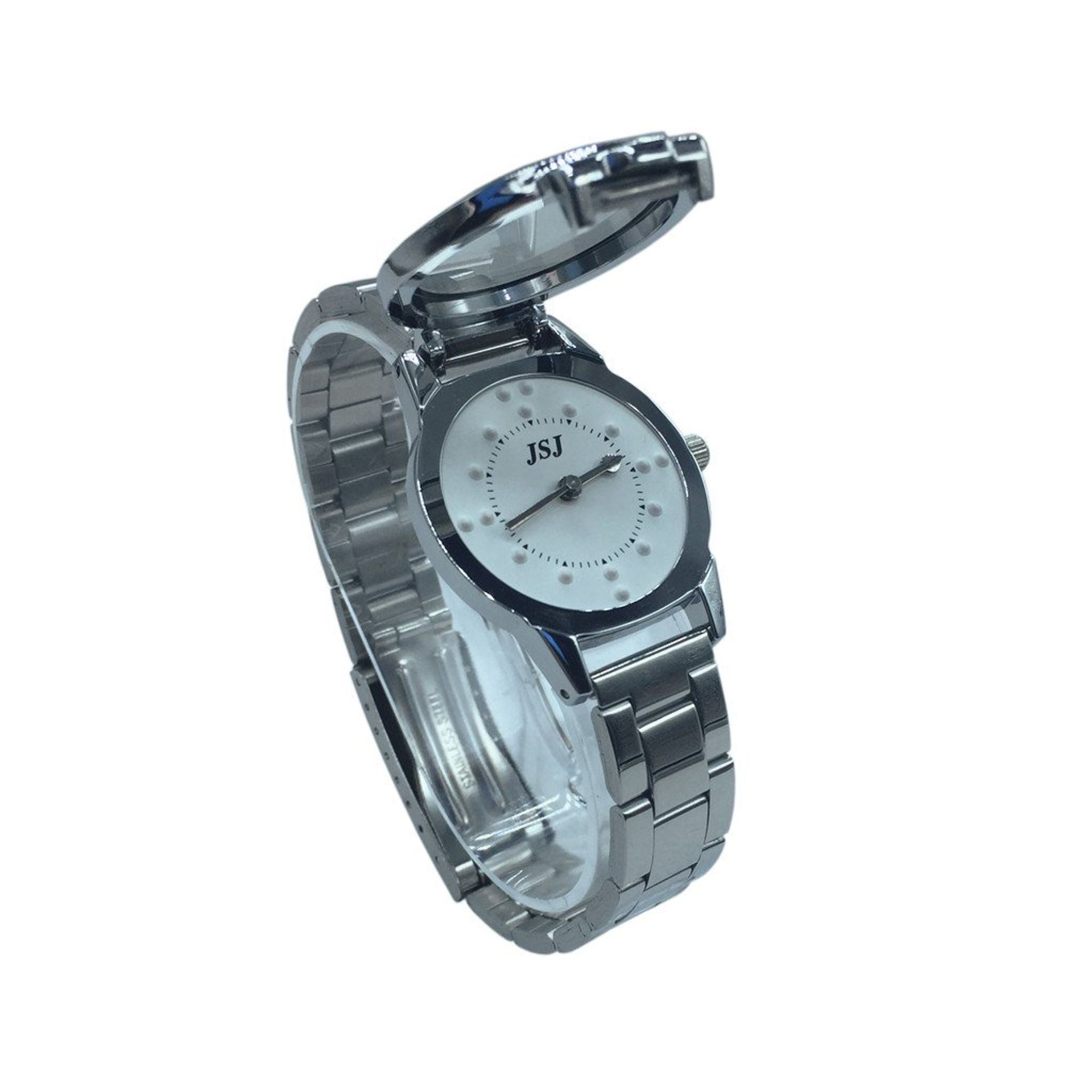 Stainless Steel Tactile Quartz Watch for Visually Impaired or Elderly Women - Silver For Women
