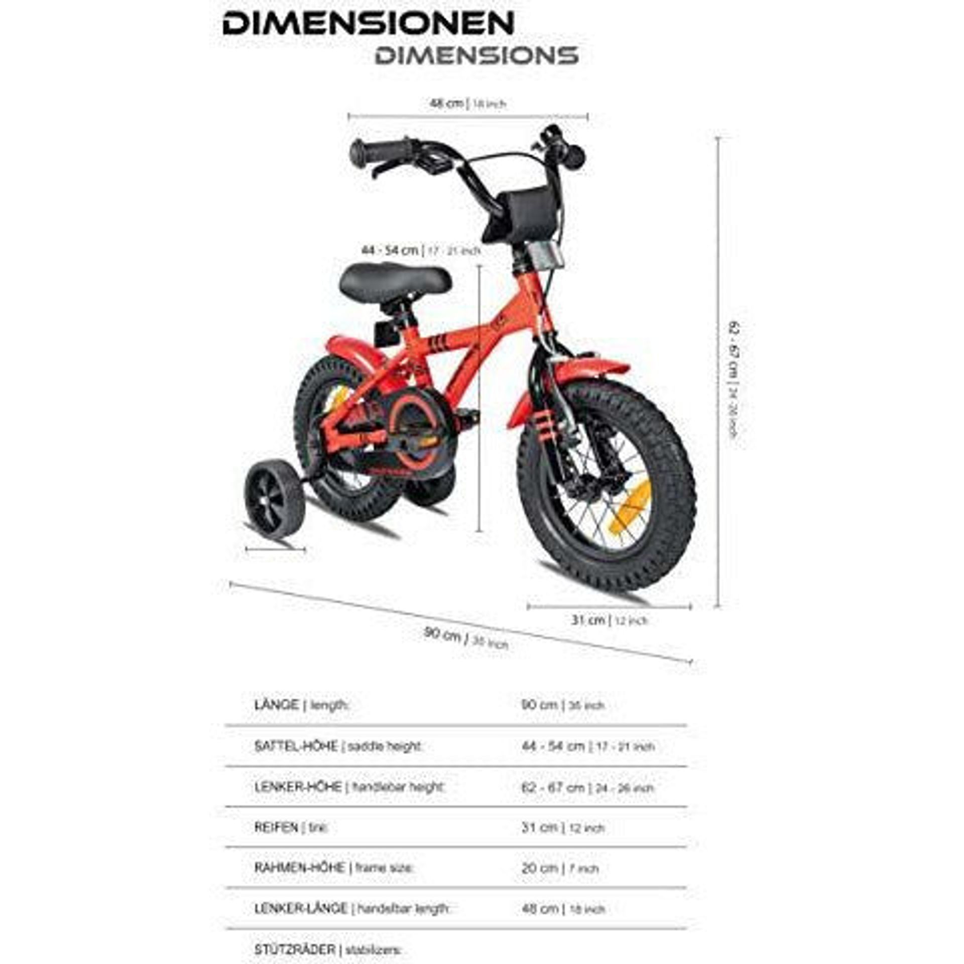 Vélo Enfant 12 Pouces Avec Panier Et Roulettes - Rose - Réglable De 2 à 5 Ans (80-105 Cm