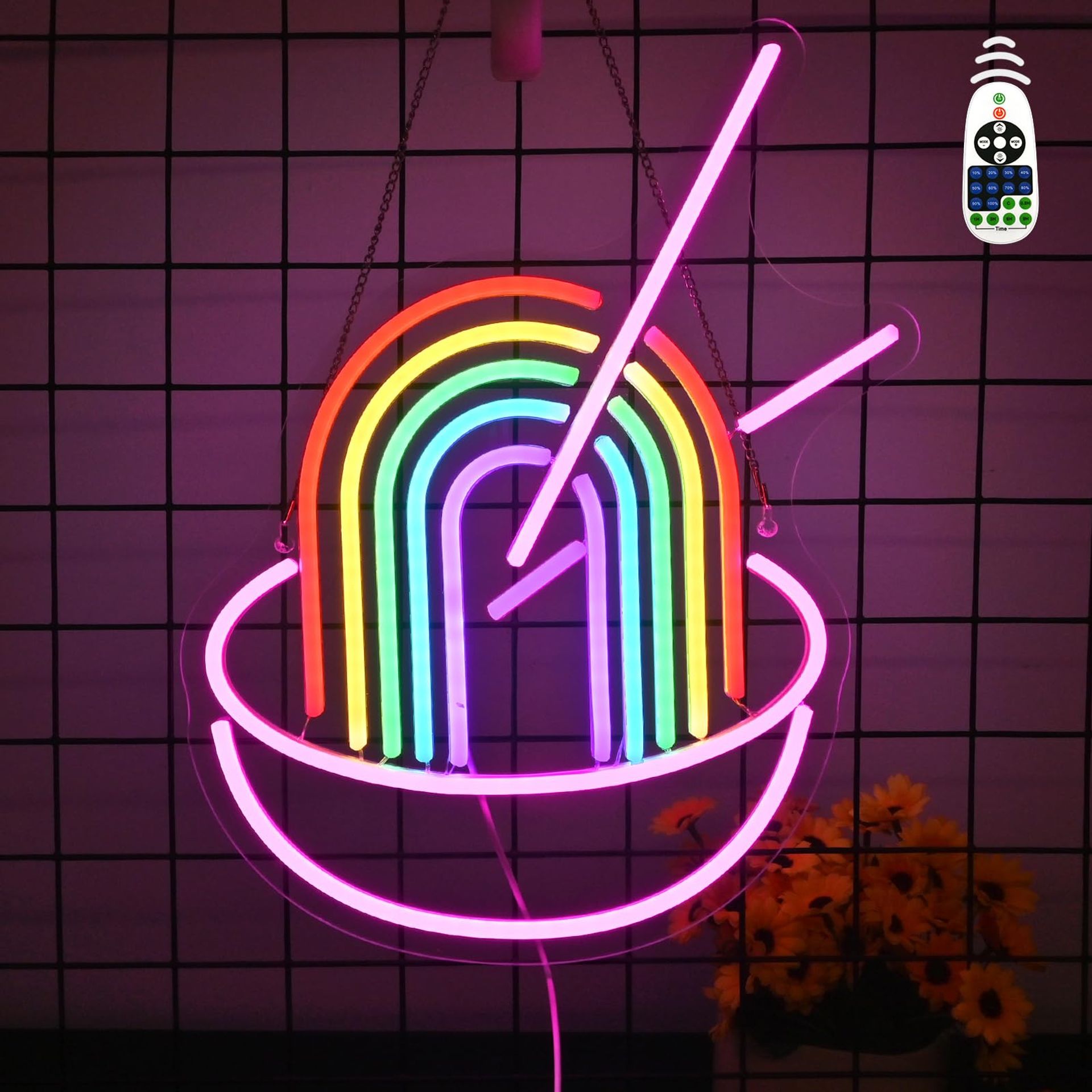 Rainbow Ramen Neon Sign LED Wall Light for Bedroom, Shop or Café Décor - Rainbow VYXIN-1