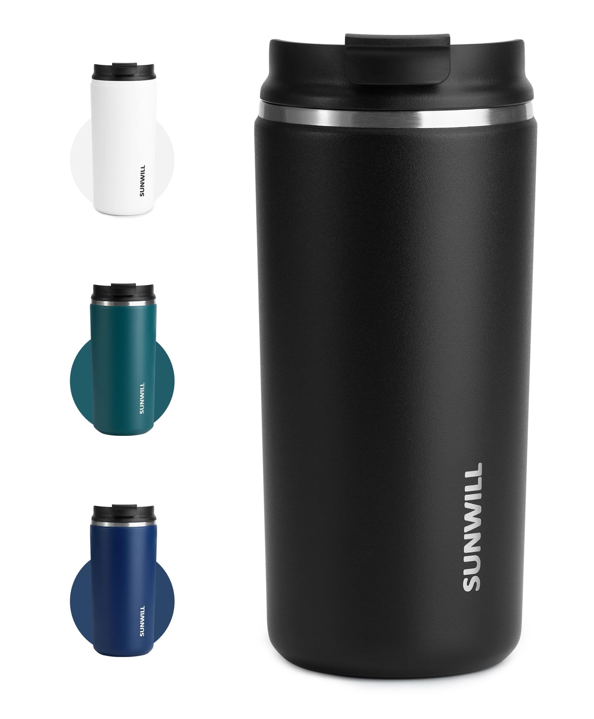 Leakproof Black 355ml Stainless Steel Coffee Mug with Lid - Thermal Travel Cup